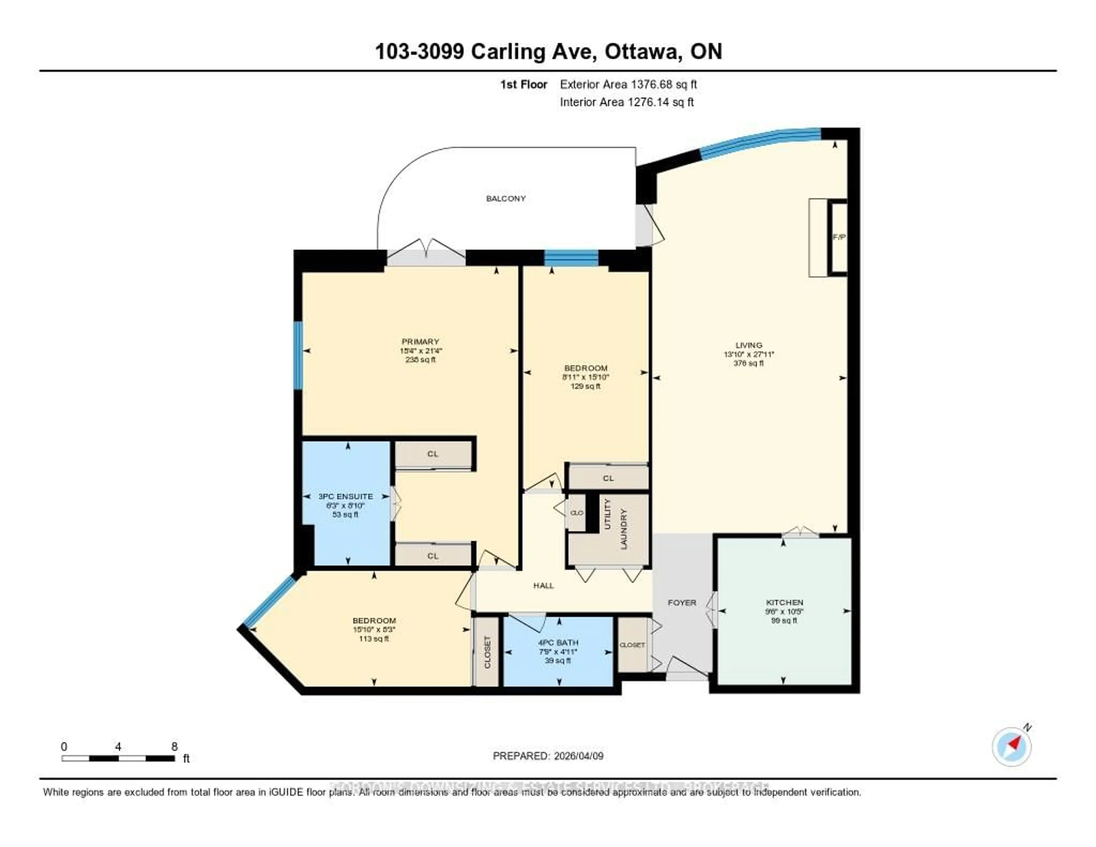 Floor plan for 3099 Carling Ave #103, Ottawa Ontario K2H 5A6