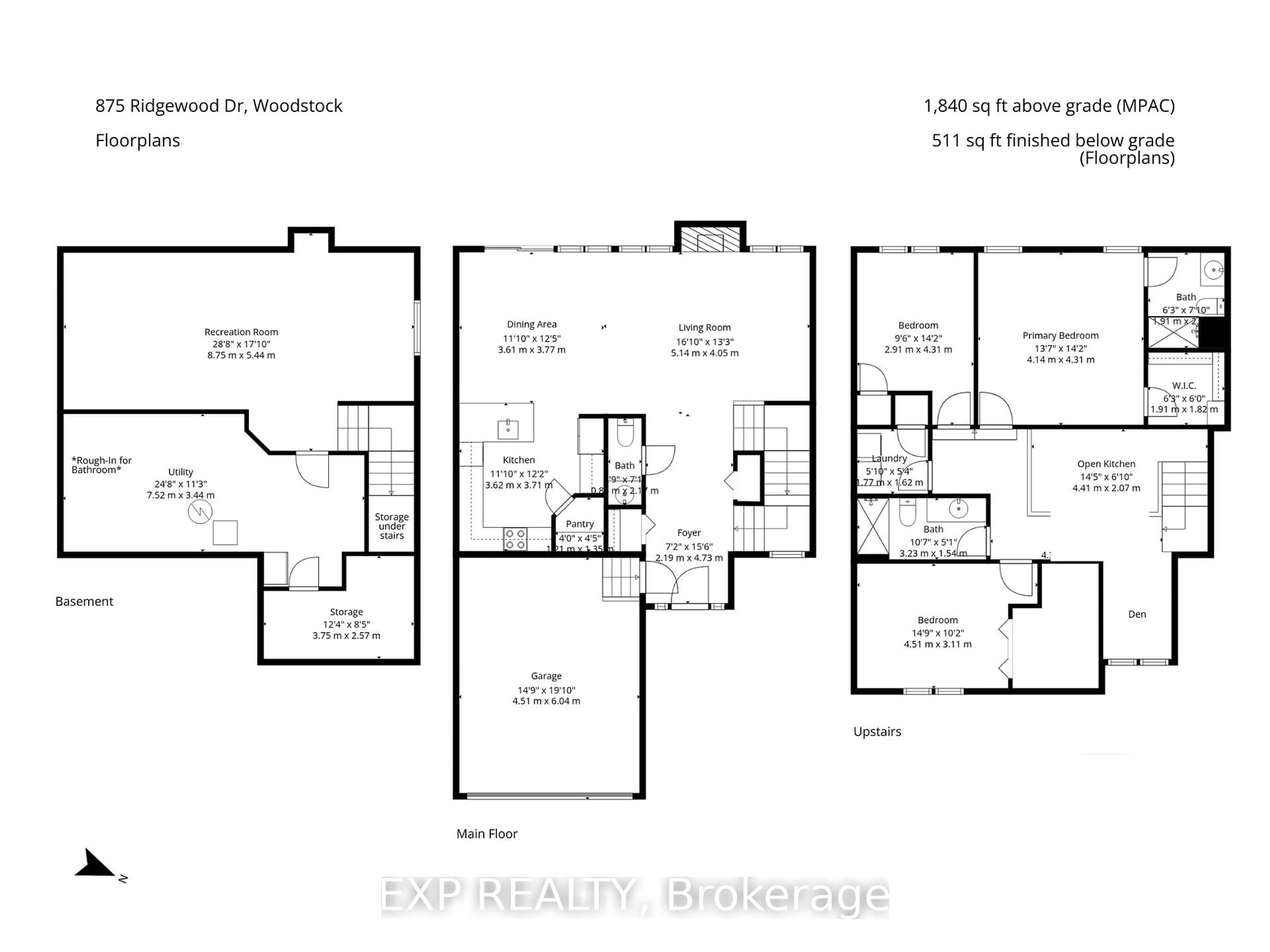 Floor plan for 875 Ridgewood Dr, Woodstock Ontario N4T 0E5