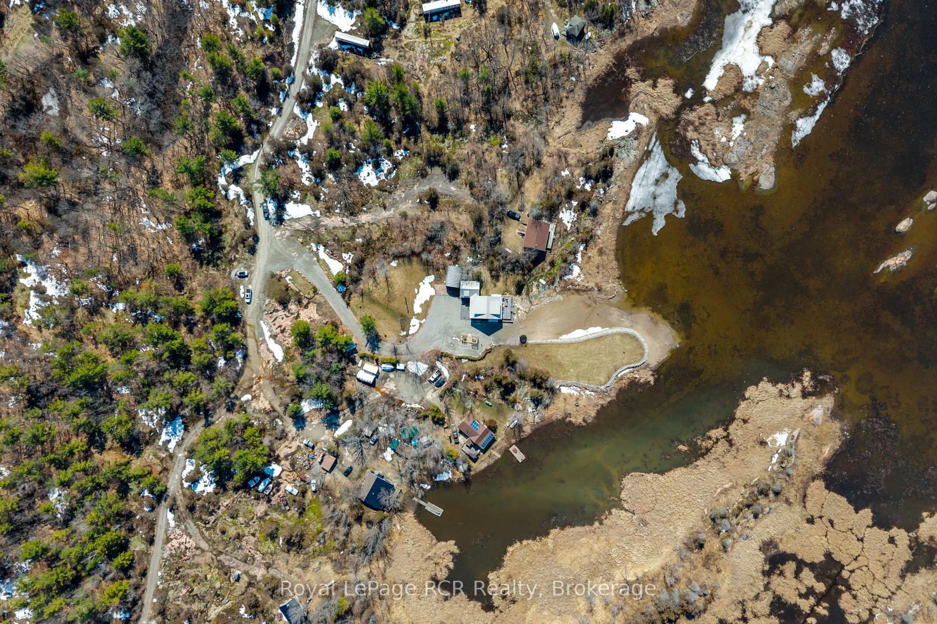 A pic from outside/outdoor area/front of a property/back of a property/a pic from drone, water/lake/river/ocean view for 101 Evergreen Lane, Georgian Bay Ontario L0K 1S0