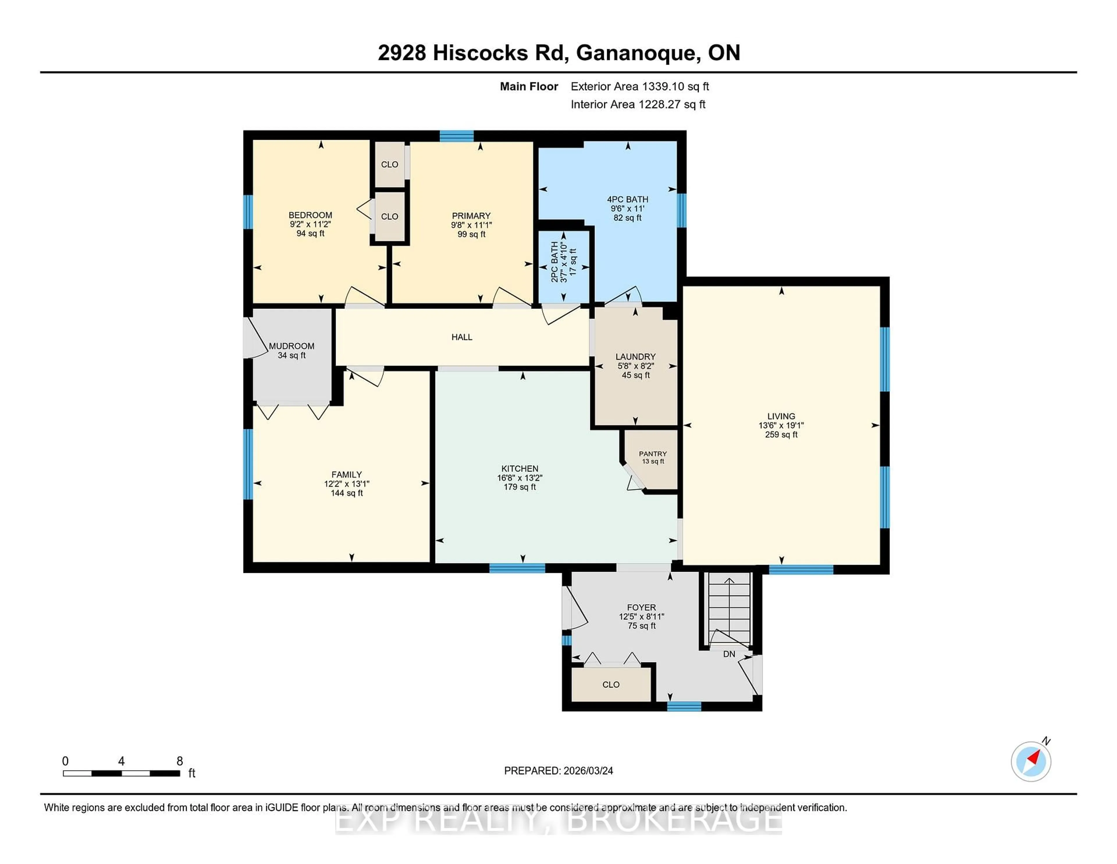 Floor plan for 2928 HISCOCKS Rd, Front of Leeds & Seeleys Bay Ontario K7G 2V4