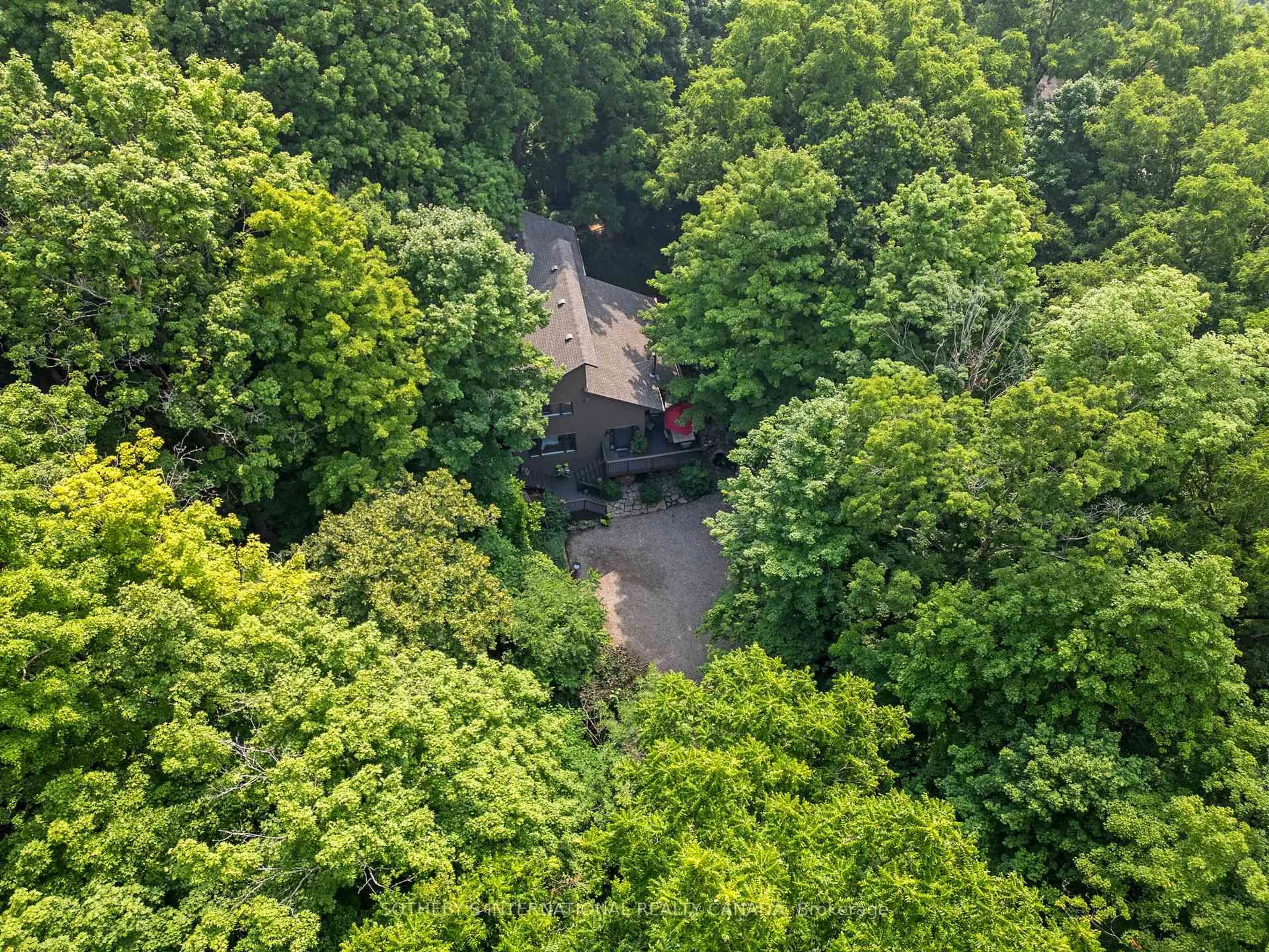 A pic from outside/outdoor area/front of a property/back of a property/a pic from drone, forest/trees view for 141 Valley Rd, Hamilton Ontario L9H 5E2
