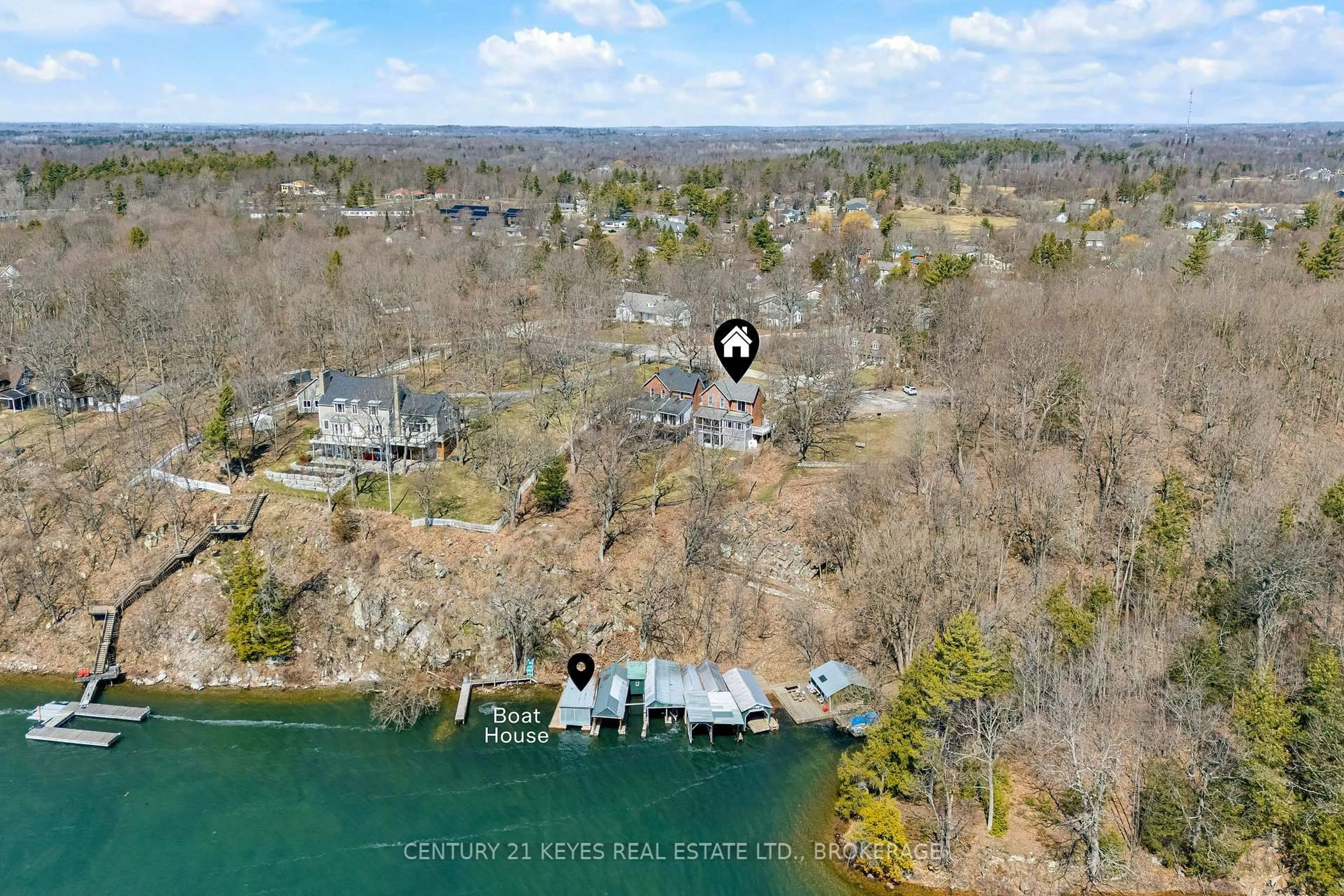 A pic from outside/outdoor area/front of a property/back of a property/a pic from drone, water/lake/river/ocean view for 13 Windsor Dr, Gananoque Ontario K7G 2C9