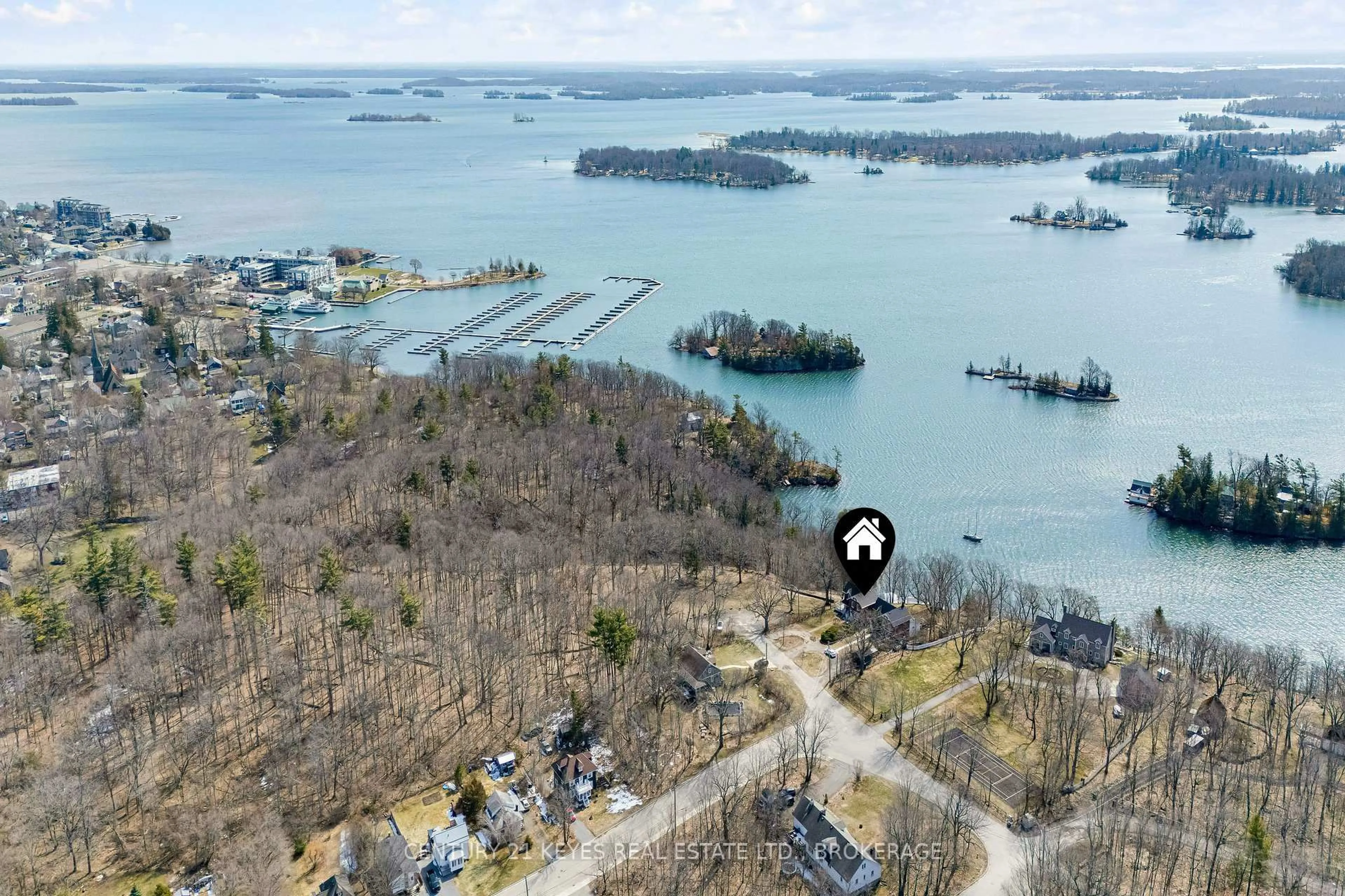A pic from outside/outdoor area/front of a property/back of a property/a pic from drone, water/lake/river/ocean view for 13 Windsor Dr, Gananoque Ontario K7G 2C9
