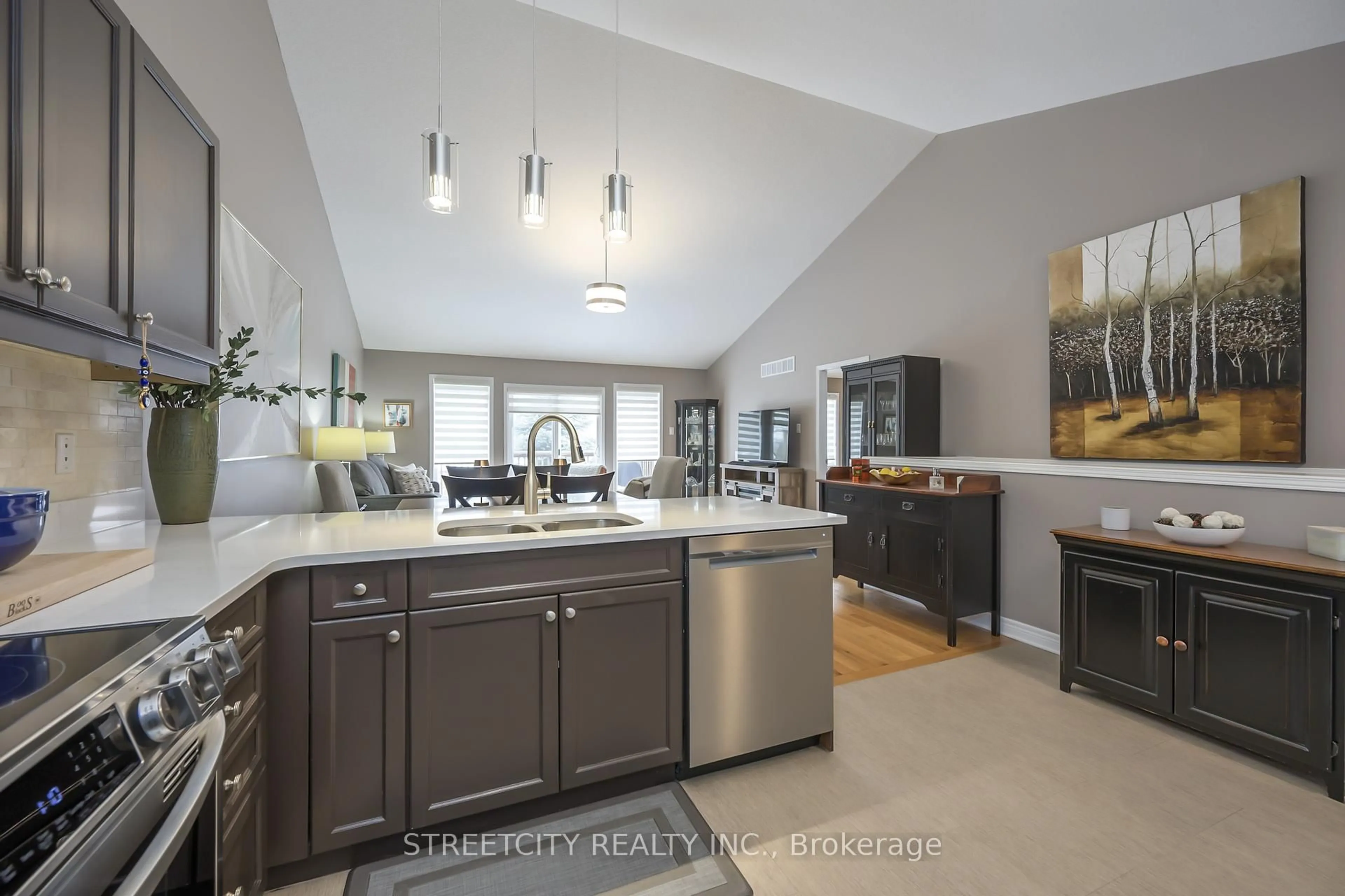 Open concept kitchen, ceramic/tile floor for 464 Commissioners Rd #16, London South Ontario N6J 0A2