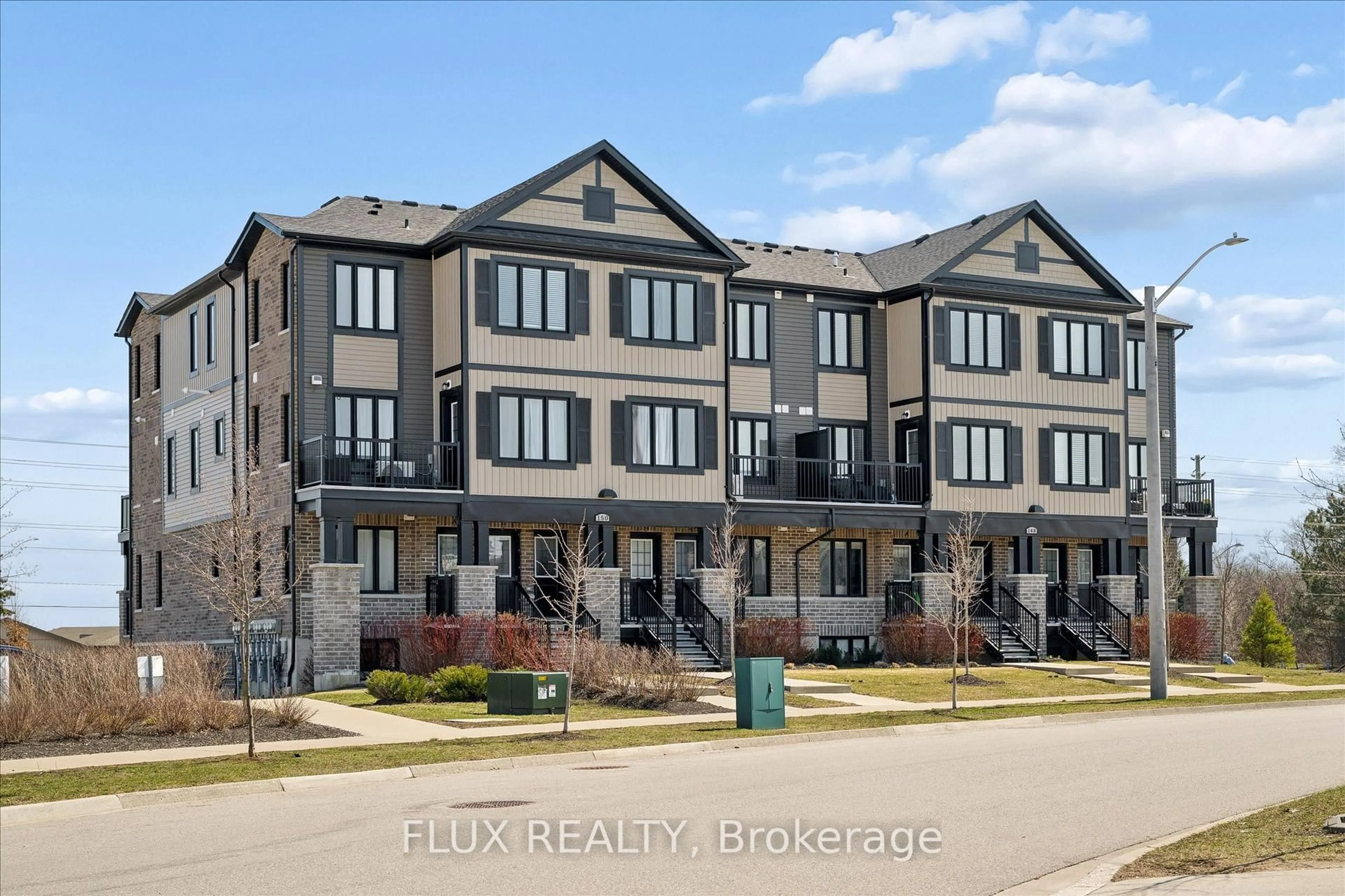 A pic from outside/outdoor area/front of a property/back of a property/a pic from drone, street for 150 Rochefort St #F, Waterloo Ontario N2R 0R5