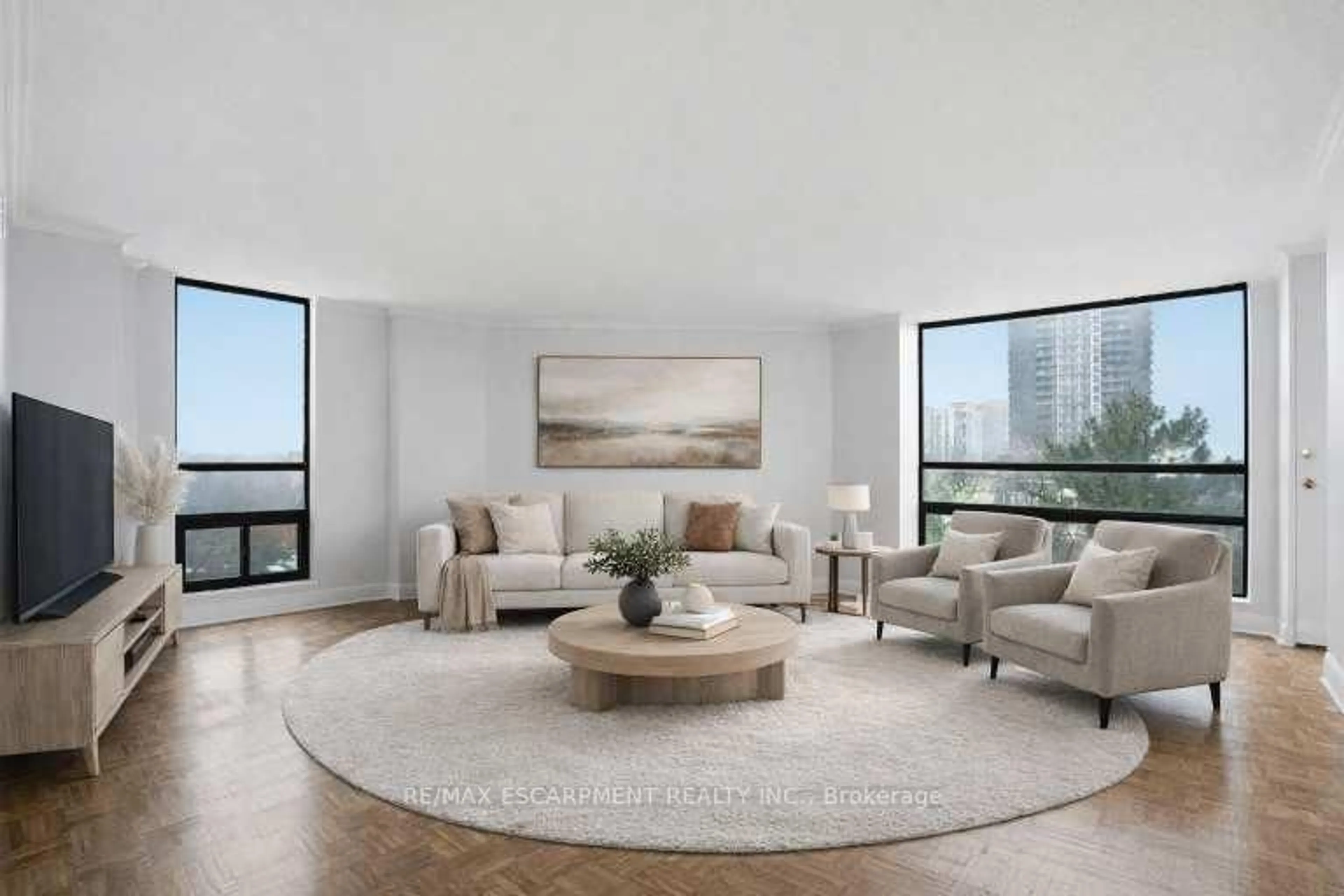 Living room with furniture, unknown for 222 JACKSON St #606, Hamilton Ontario L8P 4S5