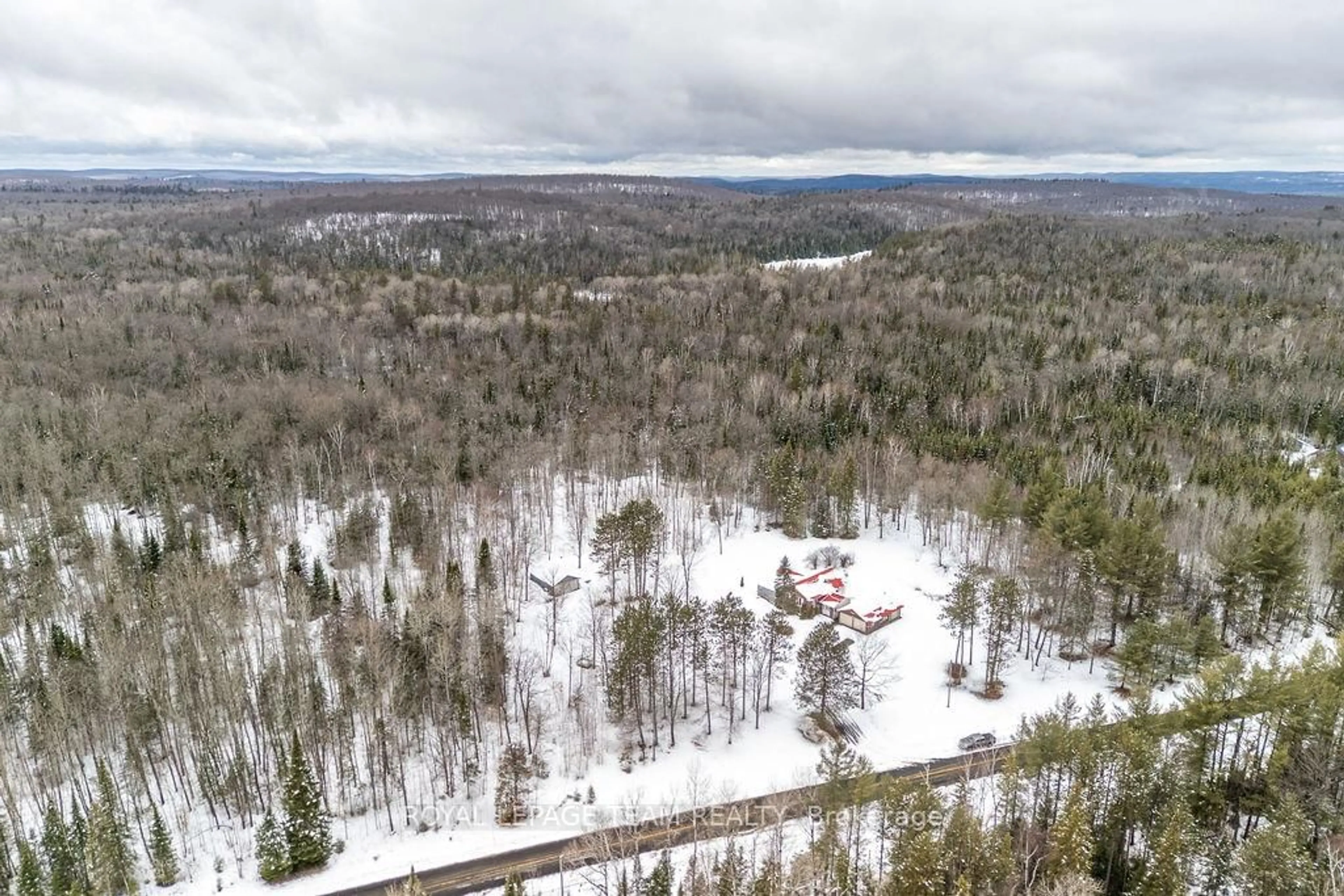 A pic from outside/outdoor area/front of a property/back of a property/a pic from drone, forest/trees view for 4379 Highway No. 523 Highway, South Algonquin Ontario K0J 2C0