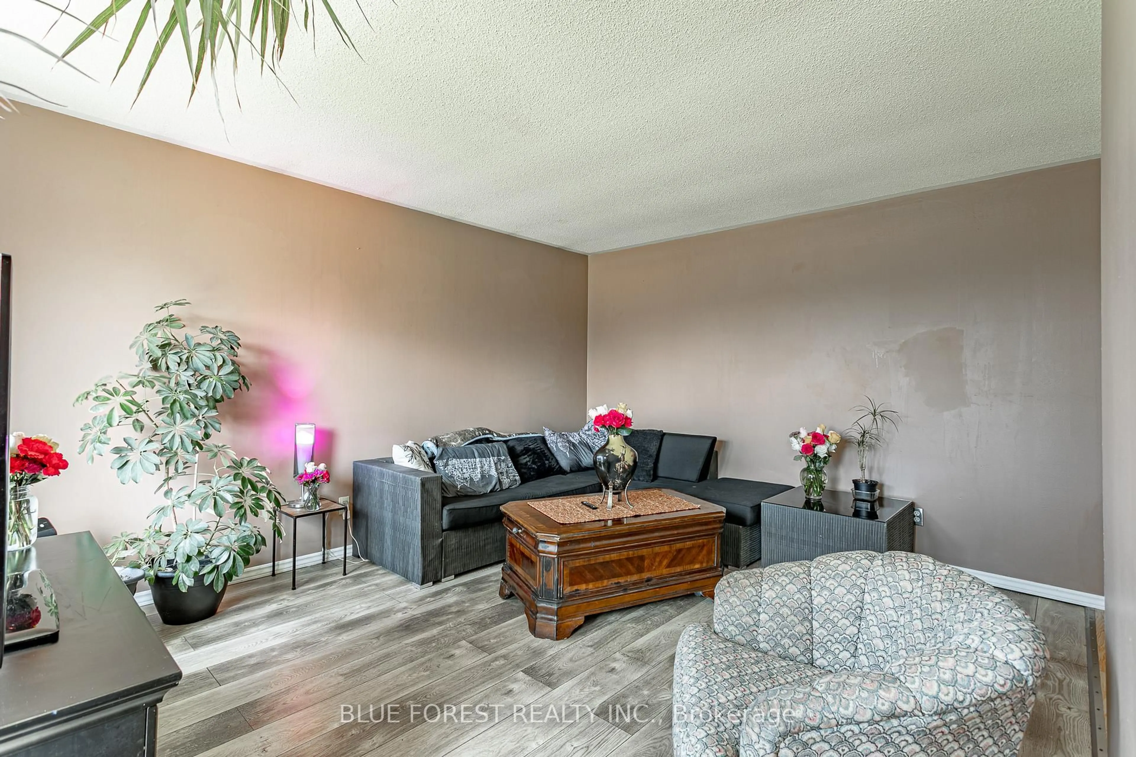 Living room with furniture, wood/laminate floor for 7 Raven Ave, St. Thomas Ontario N5R 5K8