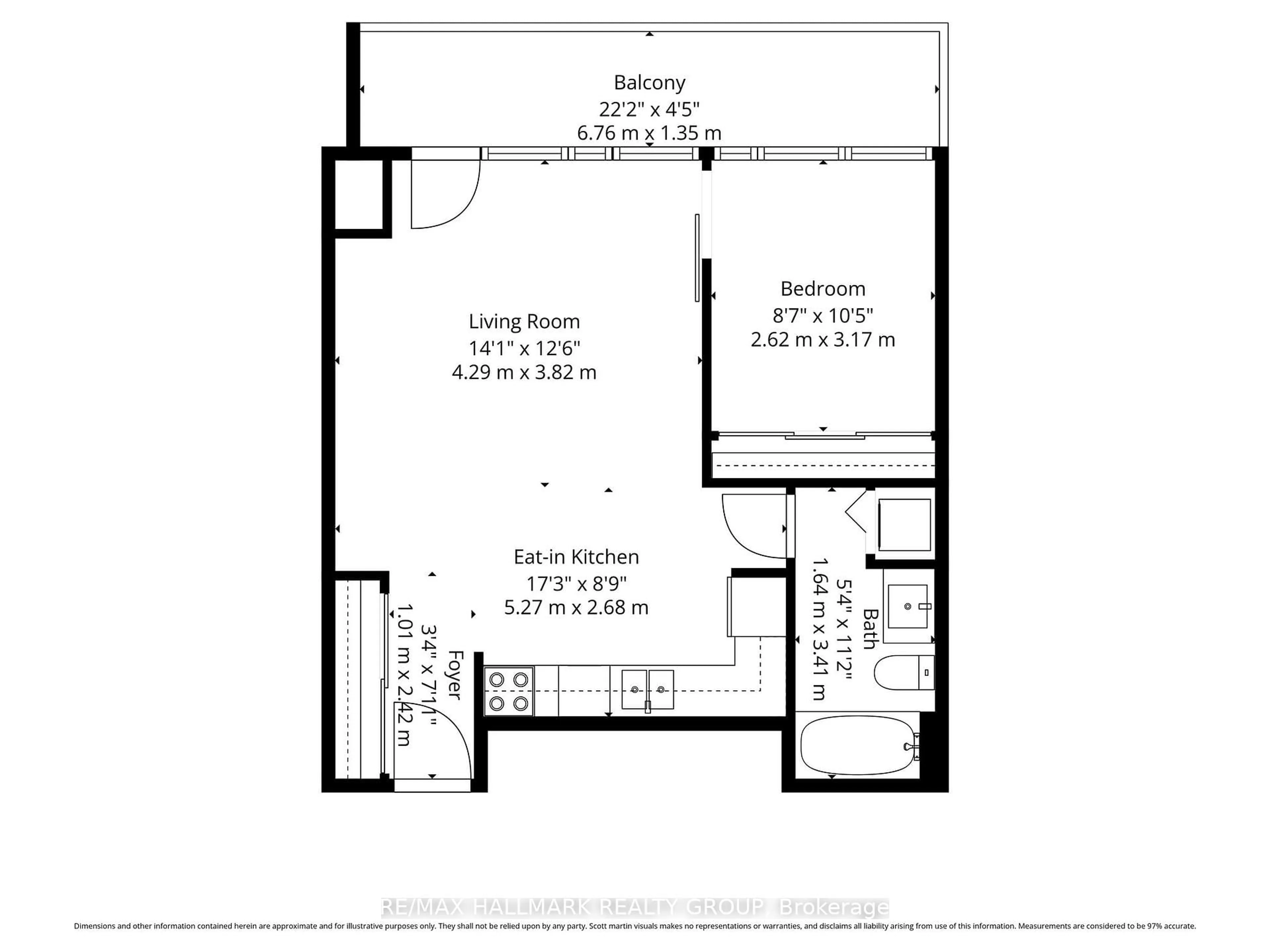 Floor plan for 354 Gladstone Ave #332, Ottawa Ontario K2P 0R4