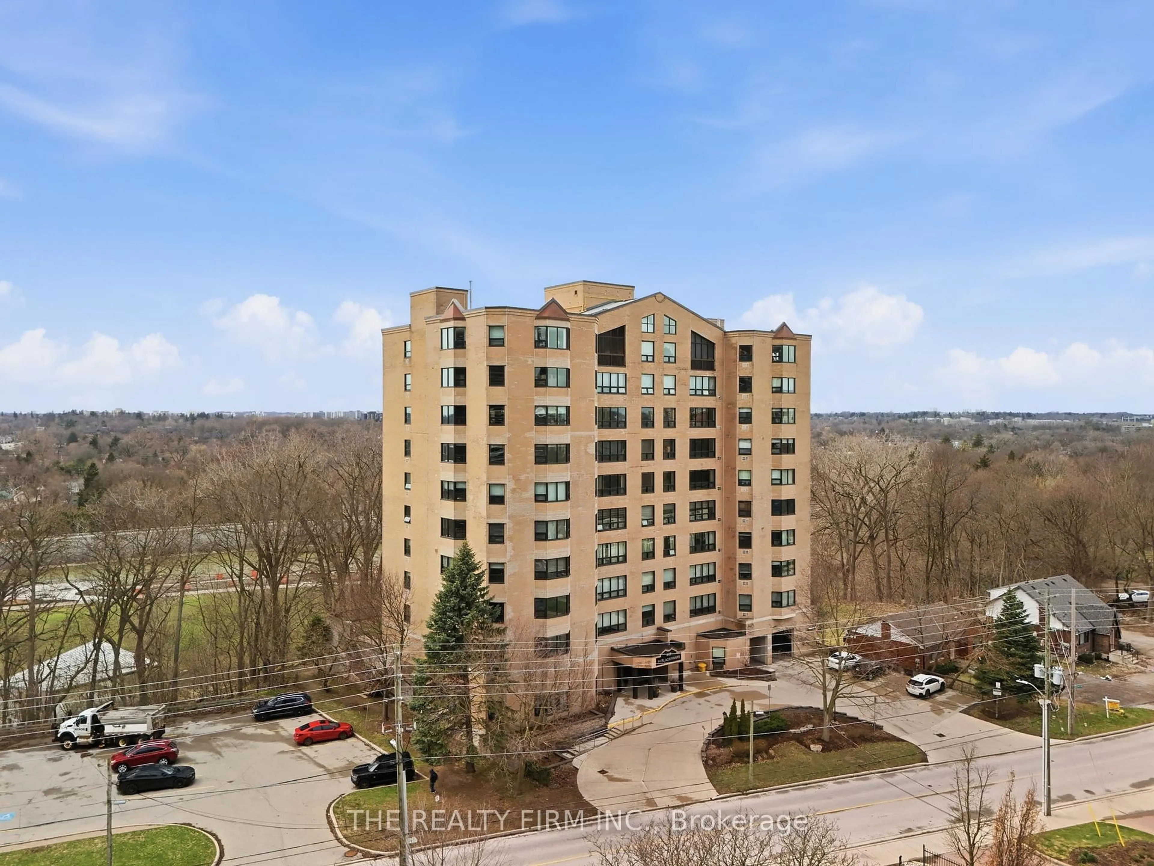 A pic from outside/outdoor area/front of a property/back of a property/a pic from drone, city buildings view from balcony for 549 RIDOUT St #304, London East Ontario N6A 5N5