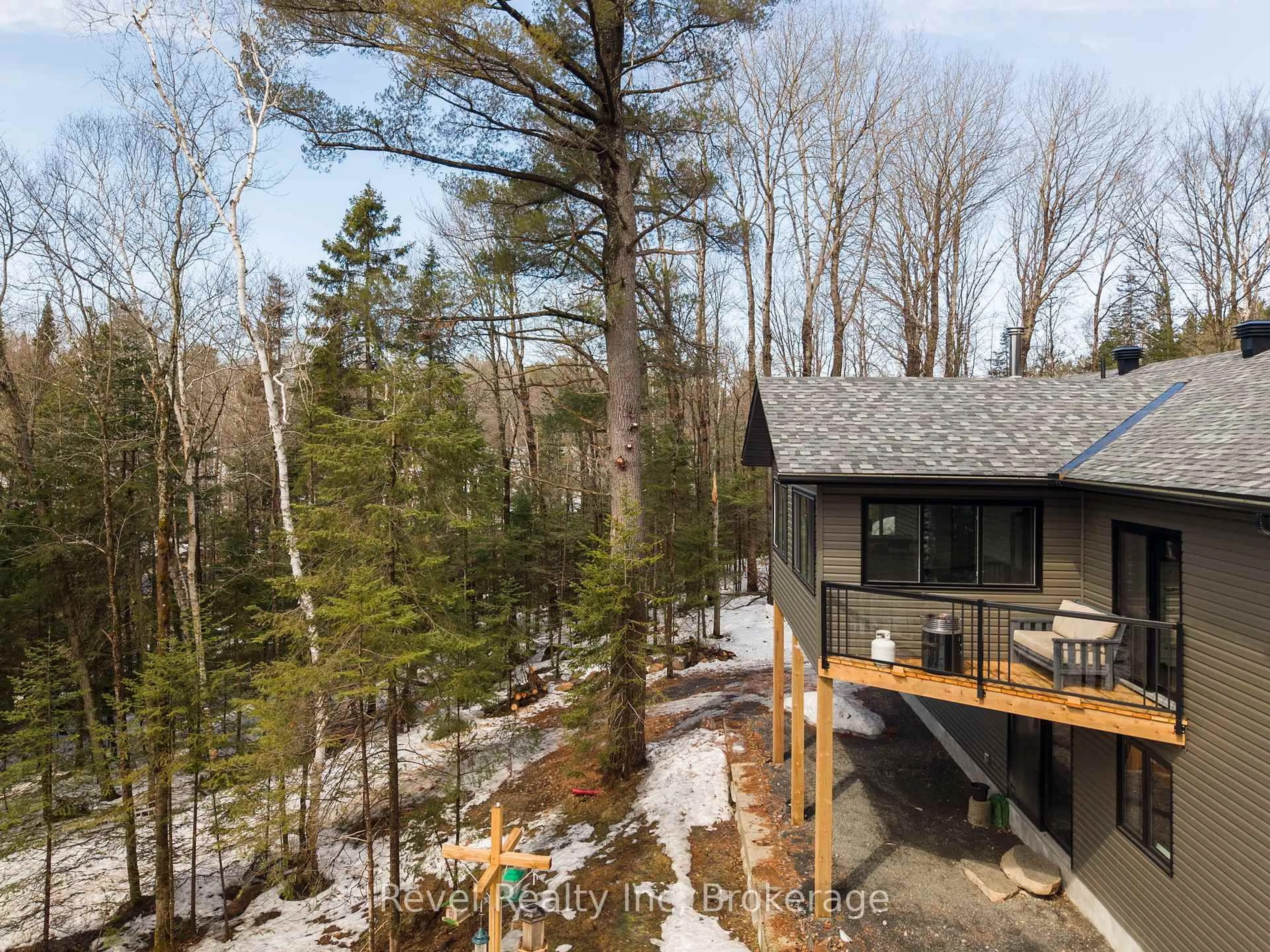 A pic from outside/outdoor area/front of a property/back of a property/a pic from drone, forest/trees view for 84 Woods Rd, Carling Ontario P0G 1G0