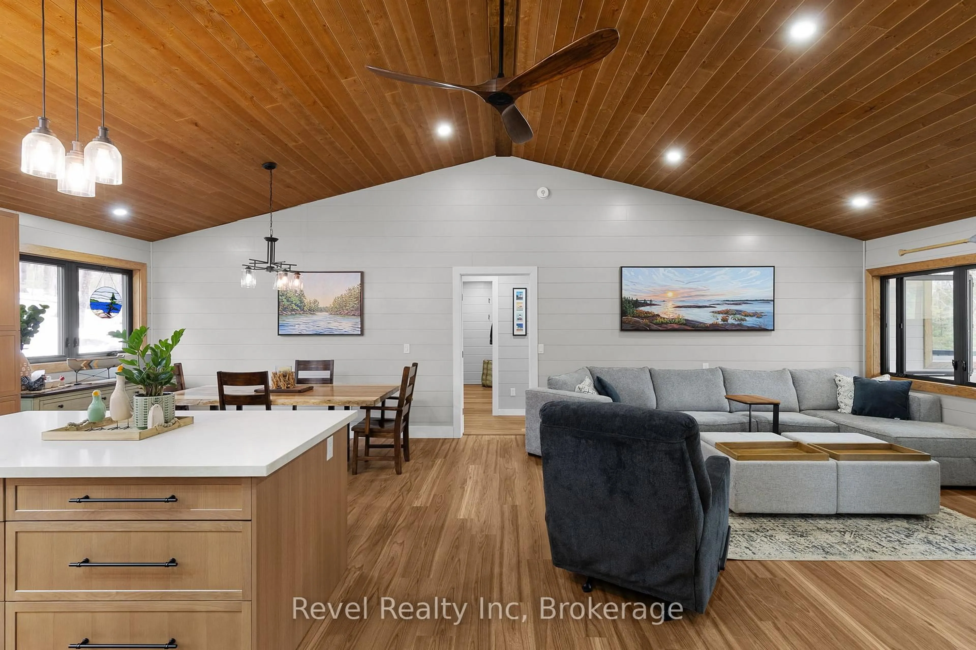 Open concept kitchen, wood/laminate floor for 84 Woods Rd, Carling Ontario P0G 1G0