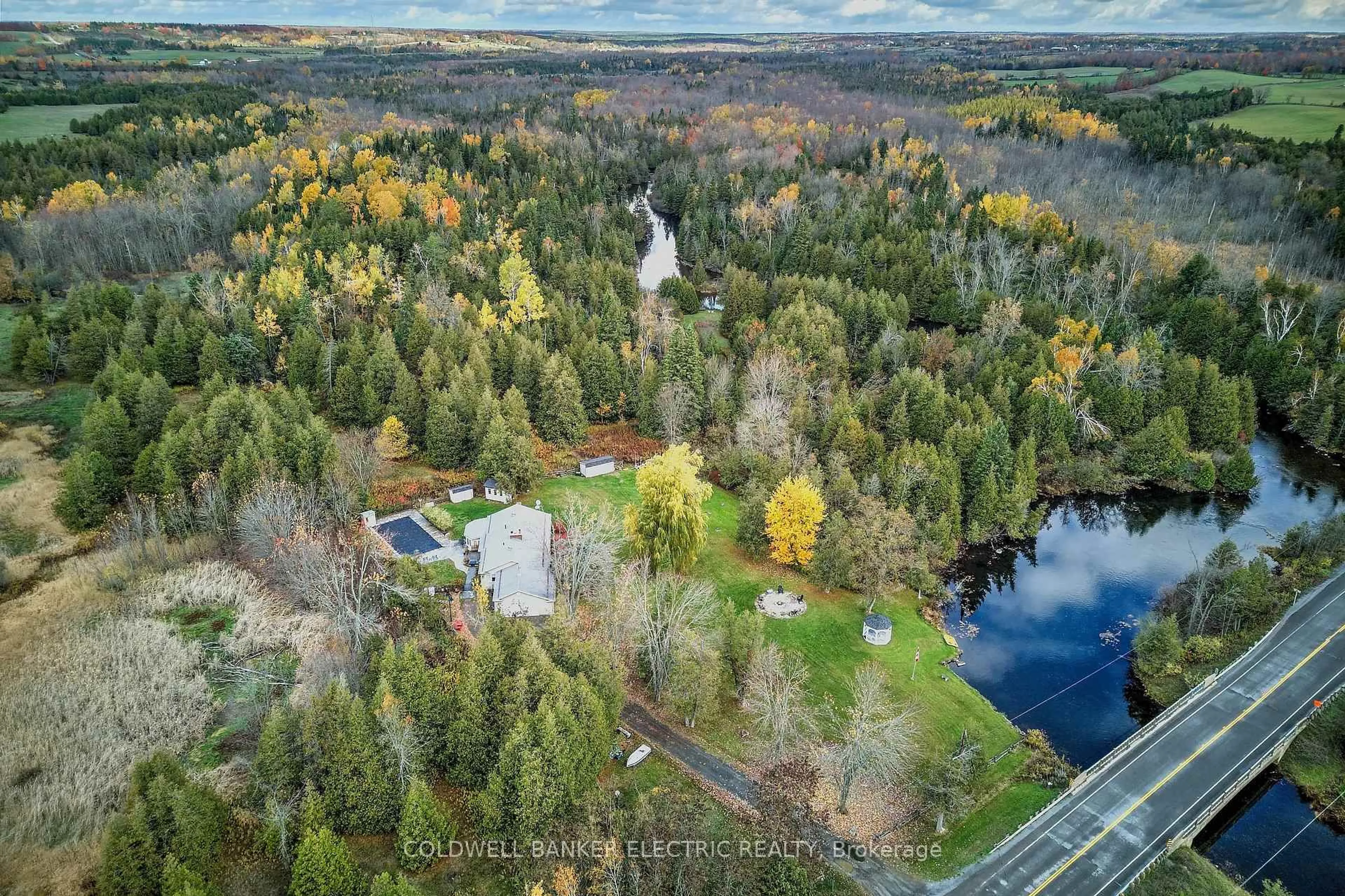A pic from outside/outdoor area/front of a property/back of a property/a pic from drone, water/lake/river/ocean view for 544 County 8 Rd, Douro-Dummer Ontario K0L 2B0