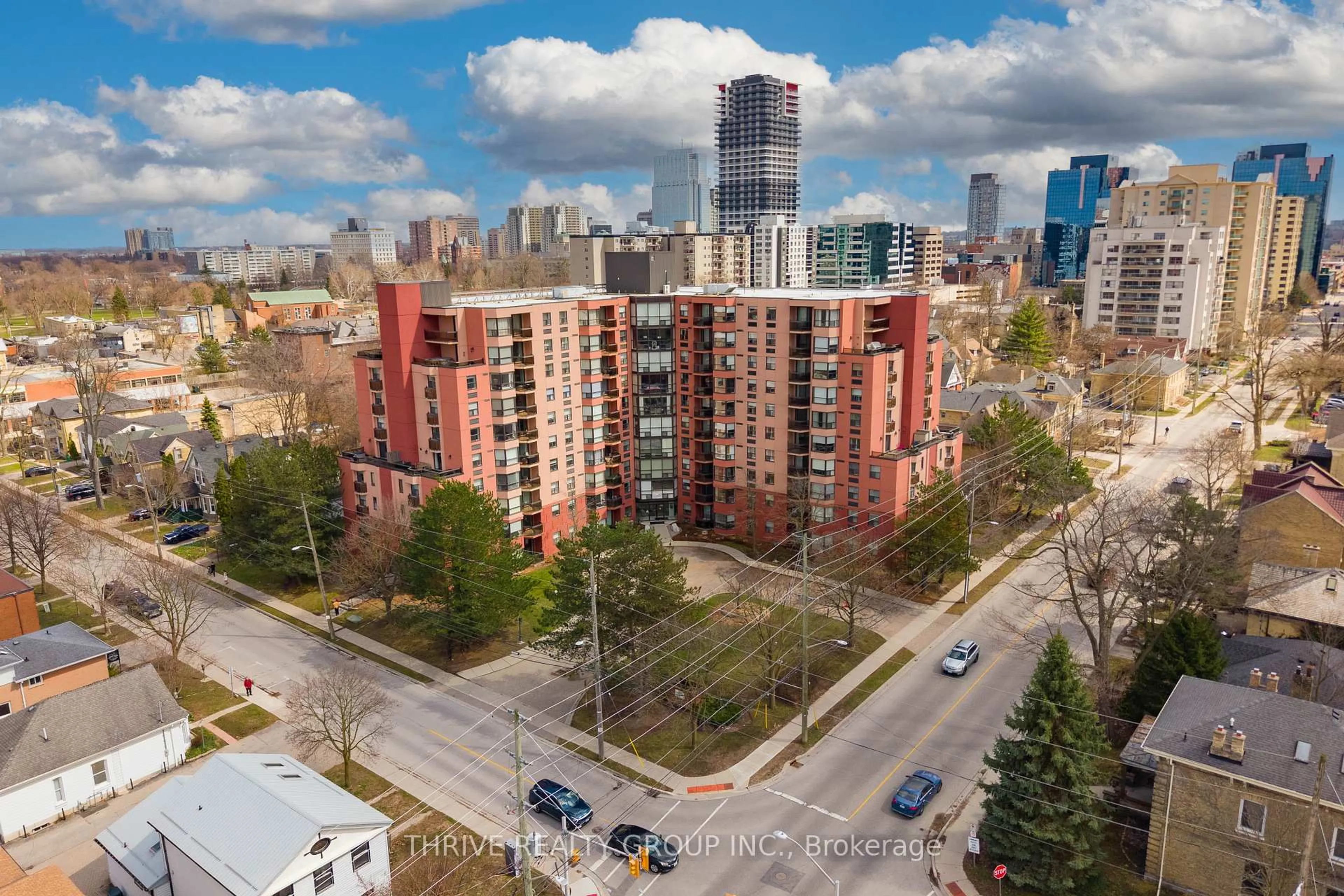 A pic from outside/outdoor area/front of a property/back of a property/a pic from drone, city buildings view from balcony for 600 Talbot St #803, London East Ontario N6A 5L9