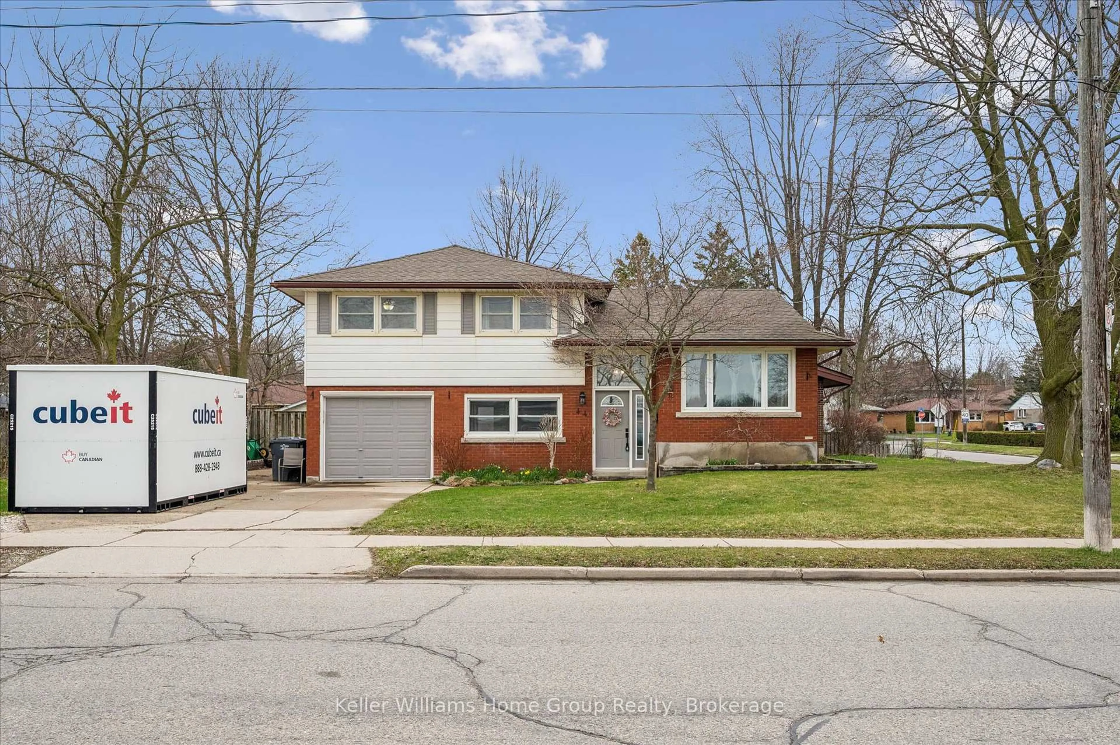 Home with vinyl exterior material, street for 44 Meyer Dr, Guelph Ontario N1E 4H2