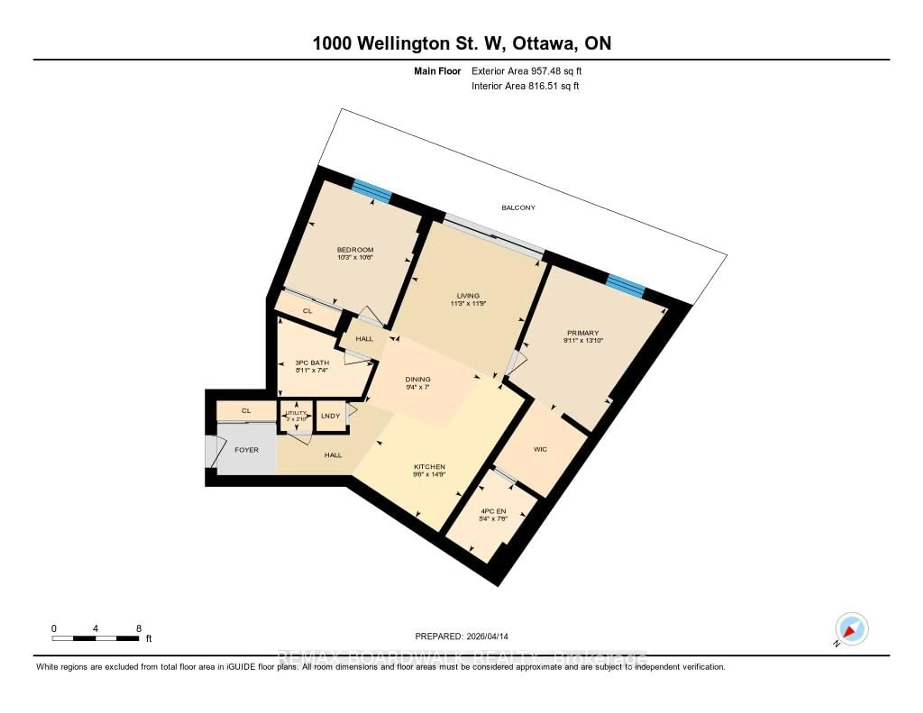 Floor plan for 1000 Wellington St St #402, Ottawa Ontario K1Y 2X9