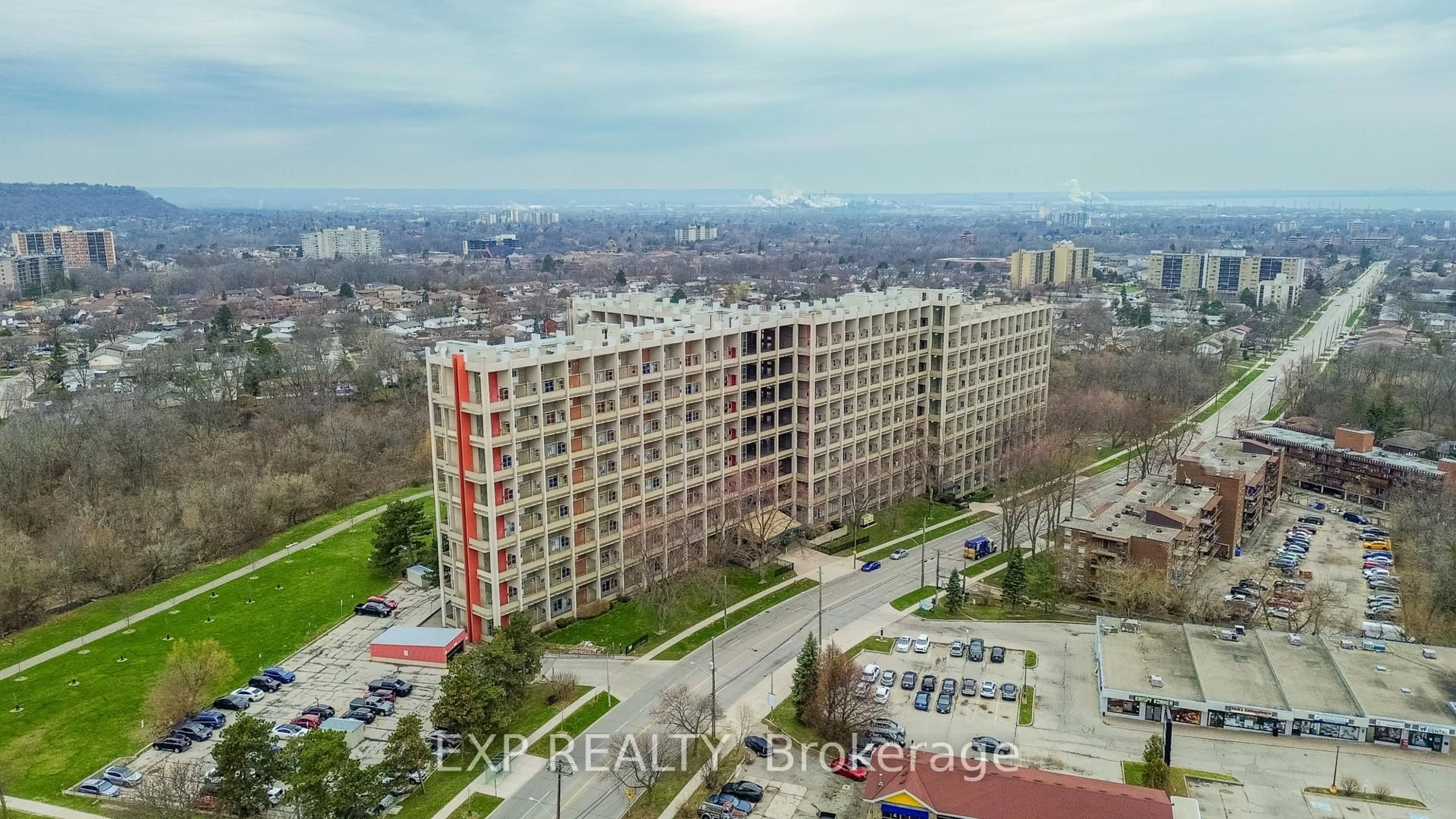 A pic from outside/outdoor area/front of a property/back of a property/a pic from drone, city buildings view from balcony for 350 Quigley Rd #811, Hamilton Ontario L8K 5N2