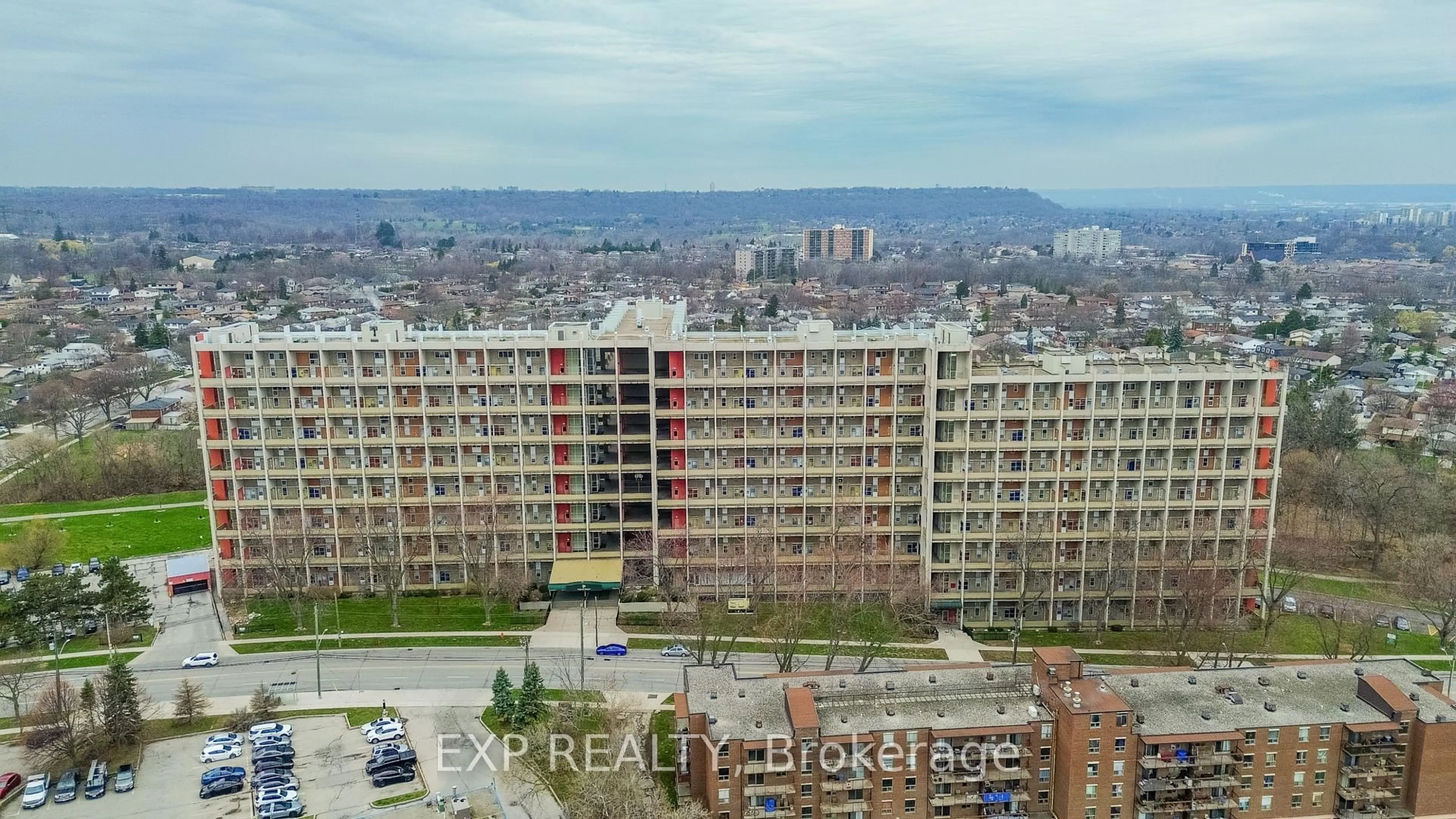 A pic from outside/outdoor area/front of a property/back of a property/a pic from drone, city buildings view from balcony for 350 Quigley Rd #811, Hamilton Ontario L8K 5N2
