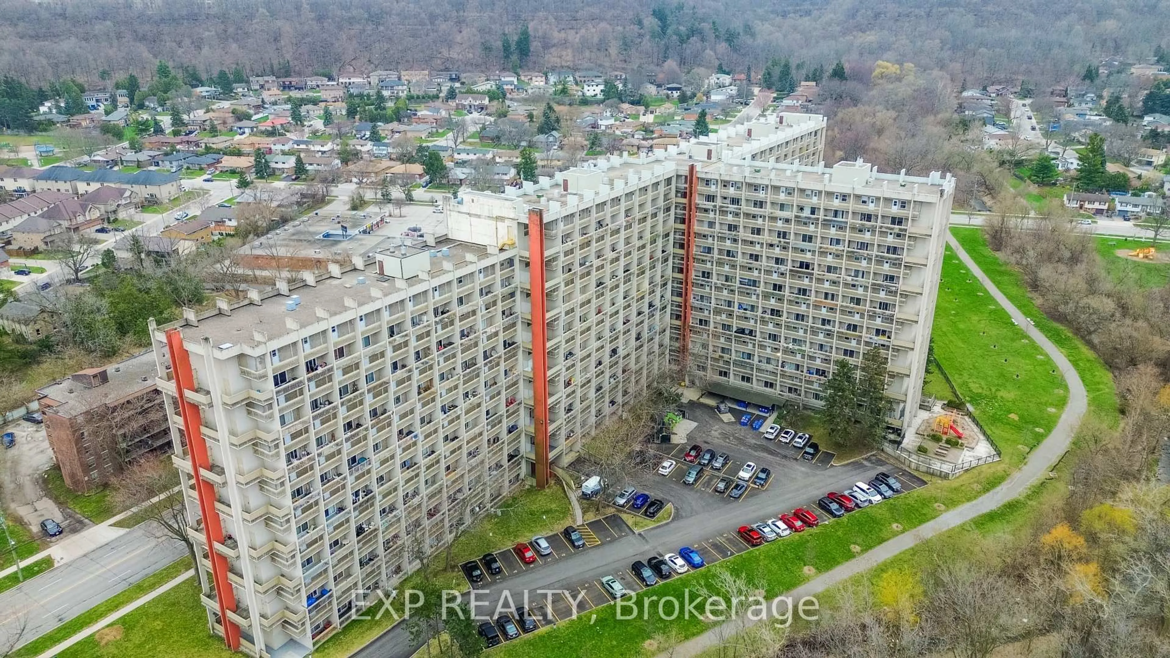 A pic from outside/outdoor area/front of a property/back of a property/a pic from drone, city buildings view from balcony for 350 Quigley Rd #811, Hamilton Ontario L8K 5N2