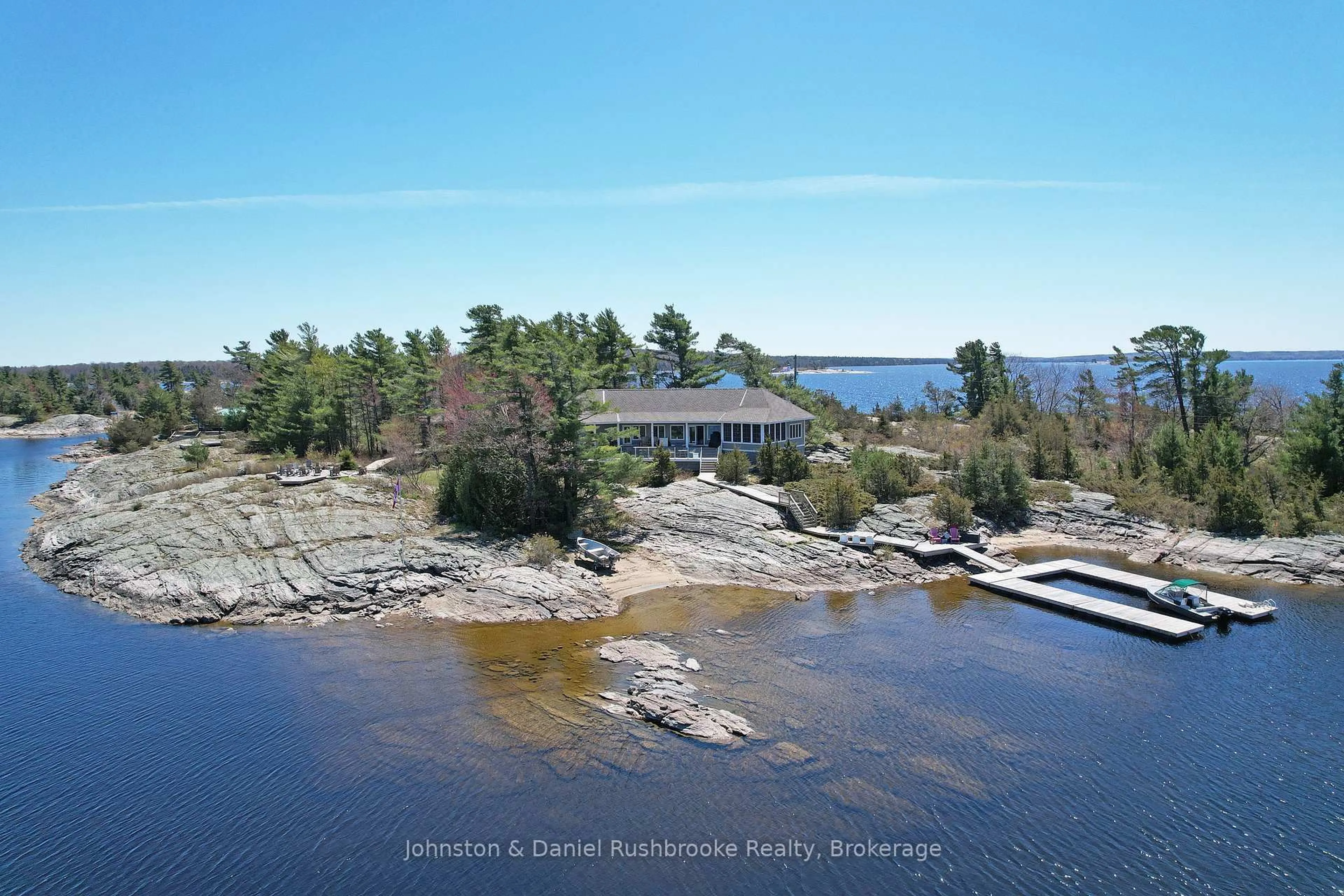 A pic from outside/outdoor area/front of a property/back of a property/a pic from drone, water/lake/river/ocean view for 2 Island 1210, Georgian Bay Ontario P0E 1E0