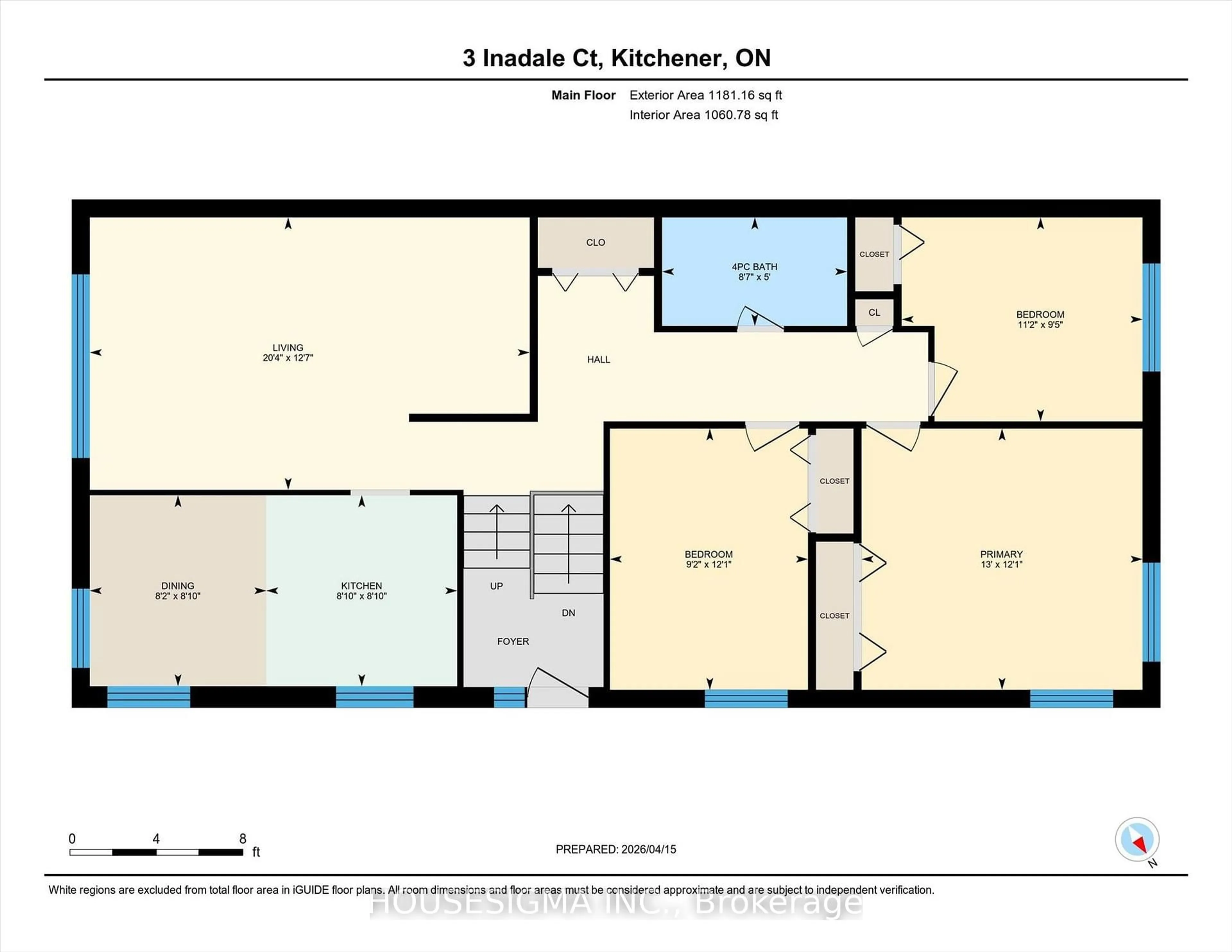 Floor plan for 3 Inadale Crt, Kitchener Ontario N2M 2Z7