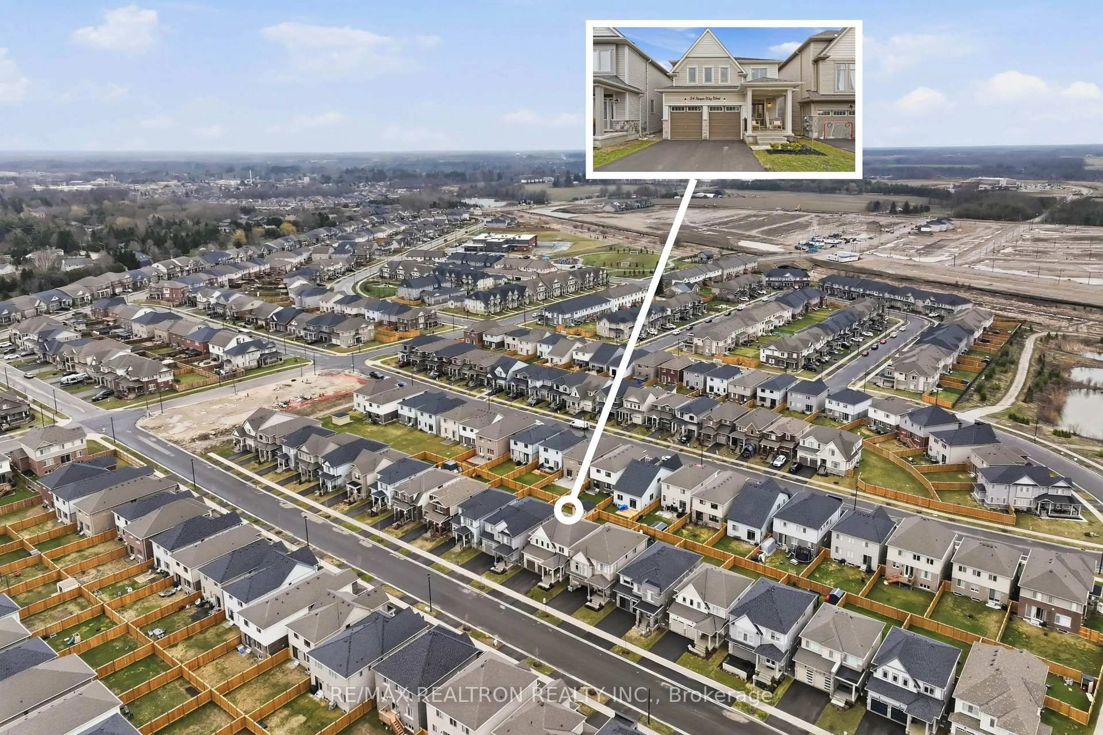 A pic from outside/outdoor area/front of a property/back of a property/a pic from drone, street for 54 Harpin Way, Centre Wellington Ontario N1M 0H8