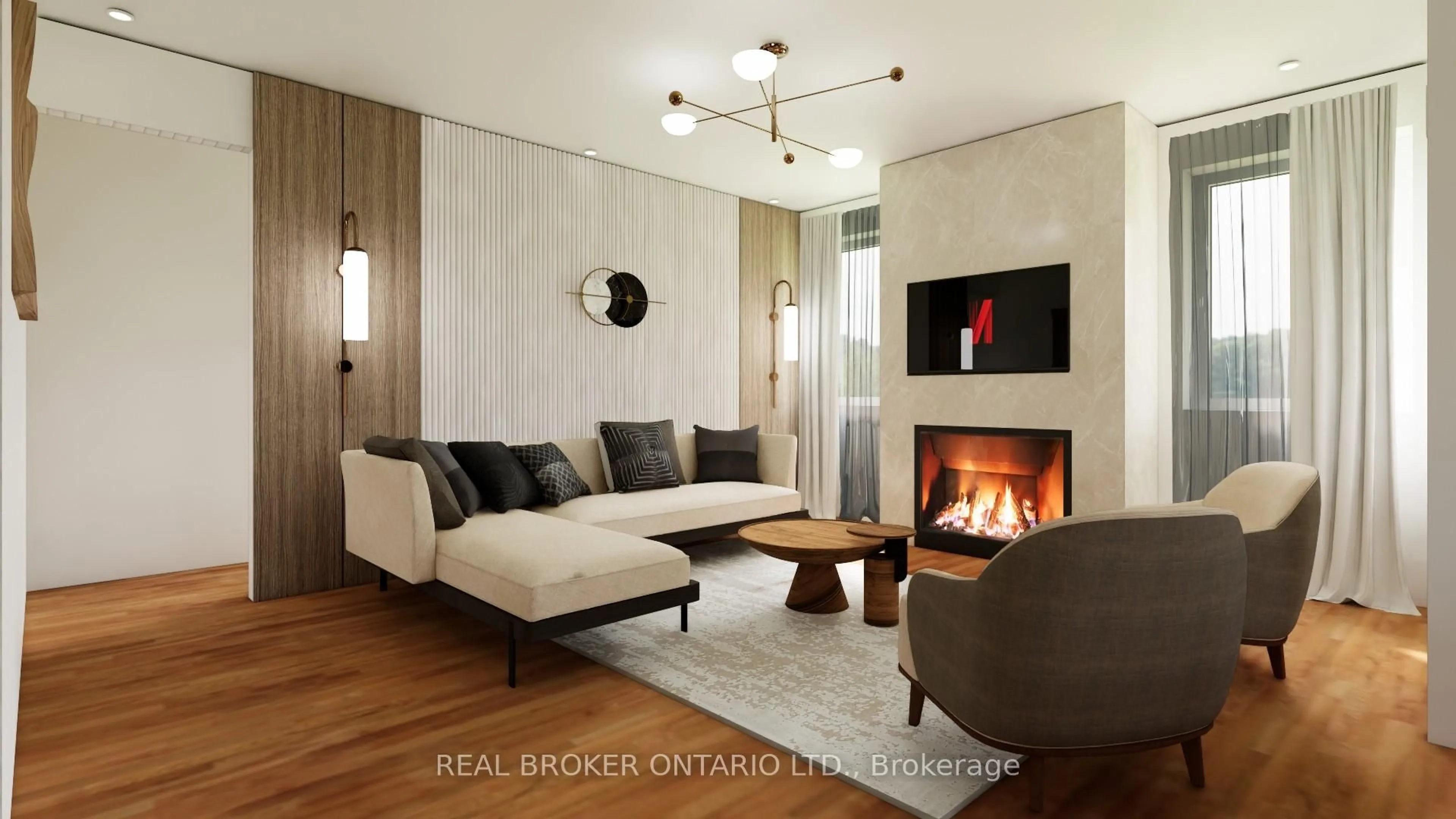 Living room with furniture, wood/laminate floor for 7 Ironwood Crt, Norwich Ontario N0J 1P0