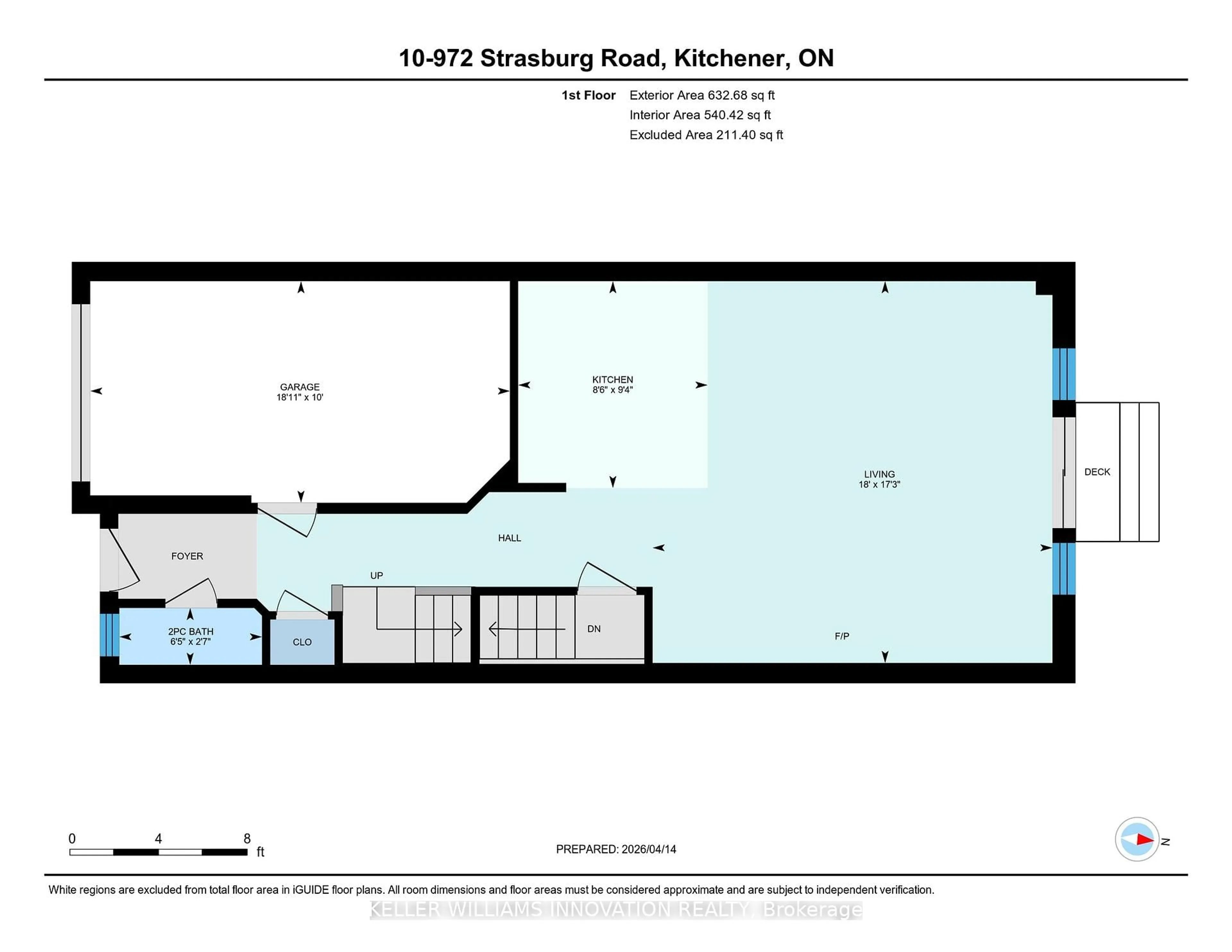 Floor plan for 972 STRASBURG Rd #10, Kitchener Ontario N2E 2K4