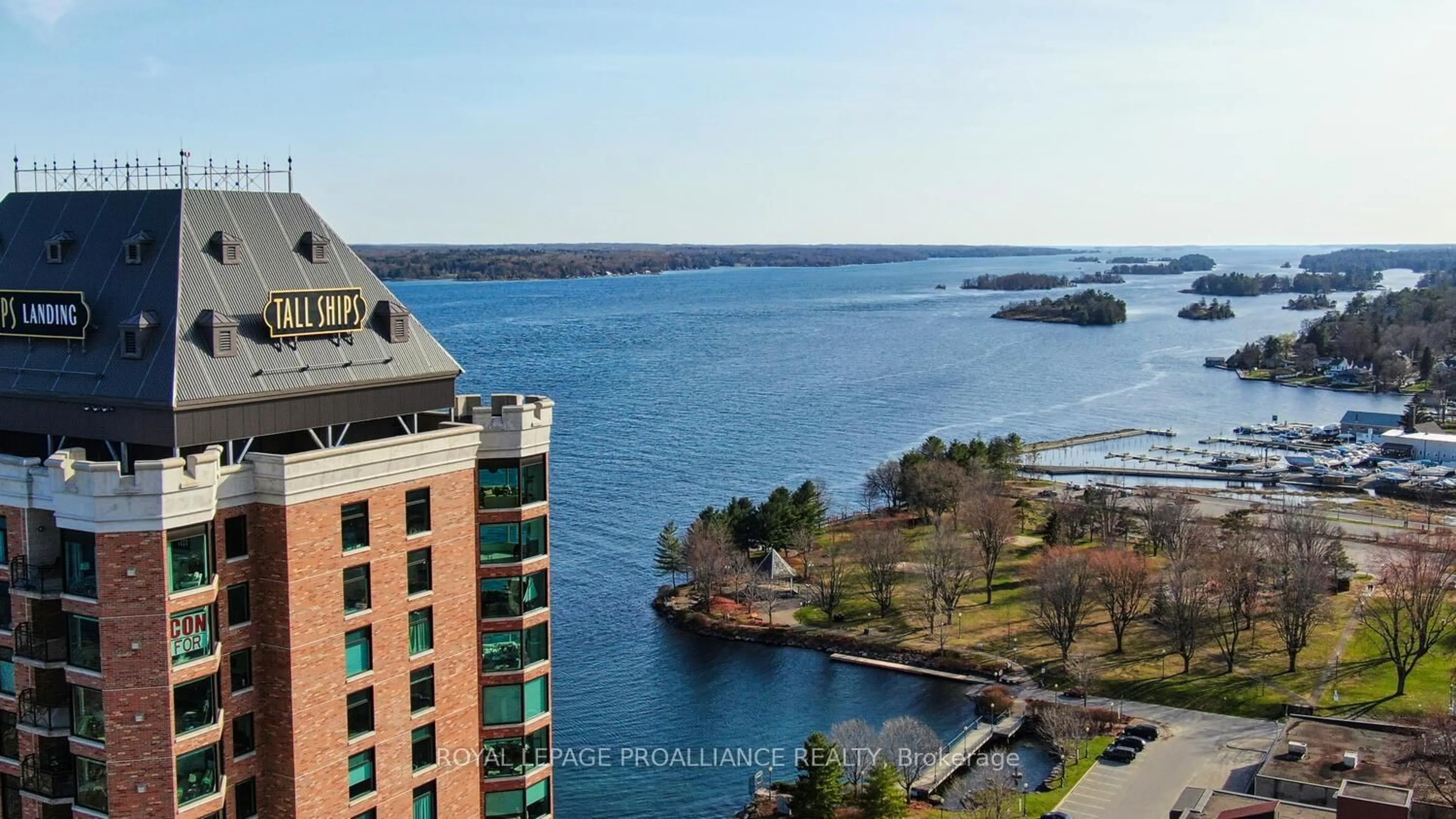 A pic from outside/outdoor area/front of a property/back of a property/a pic from drone, water/lake/river/ocean view for 15 St Andrew St #1004, Brockville Ontario K6V 0E8