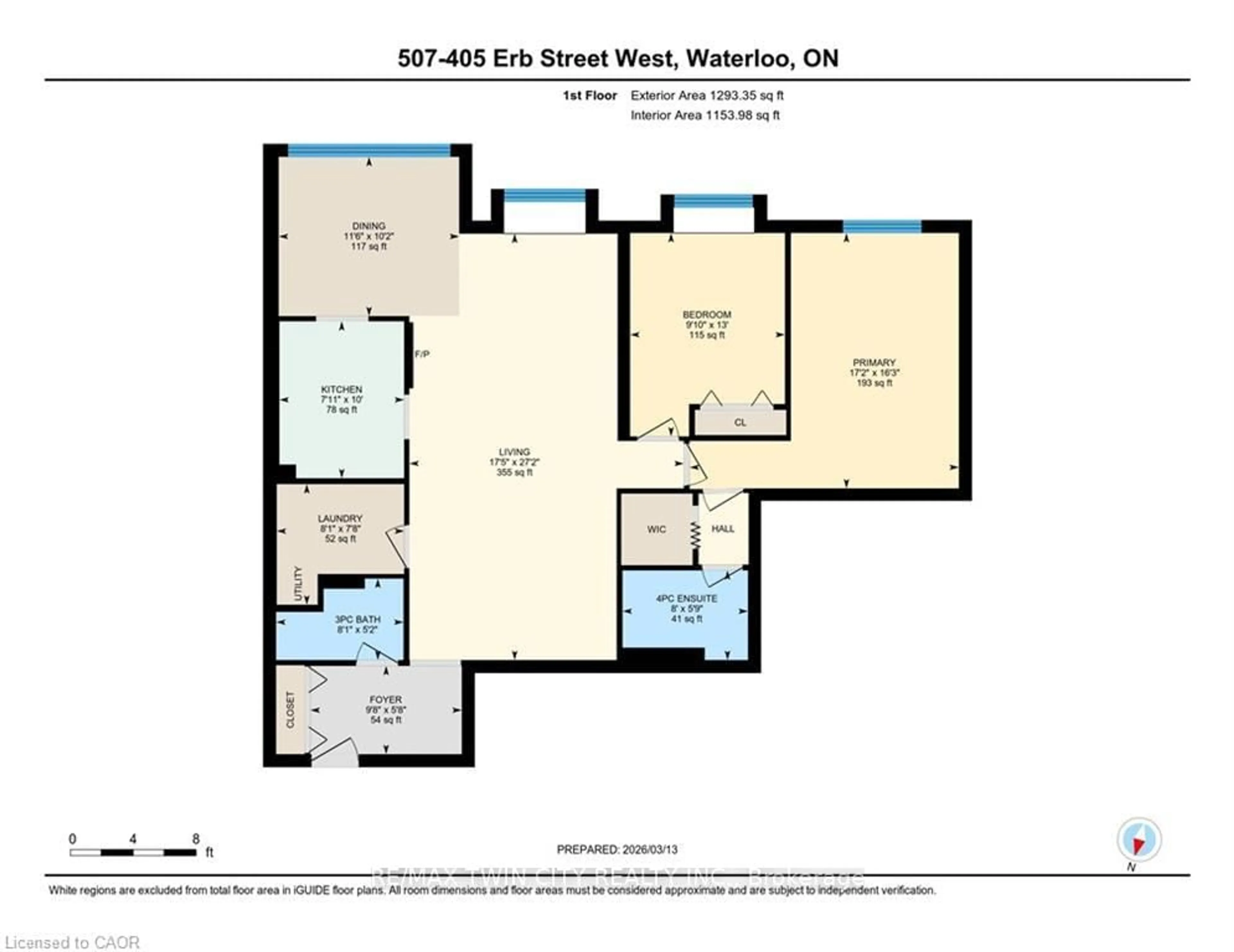 Floor plan for 405 ERB St #507, Waterloo Ontario N2L 1W7
