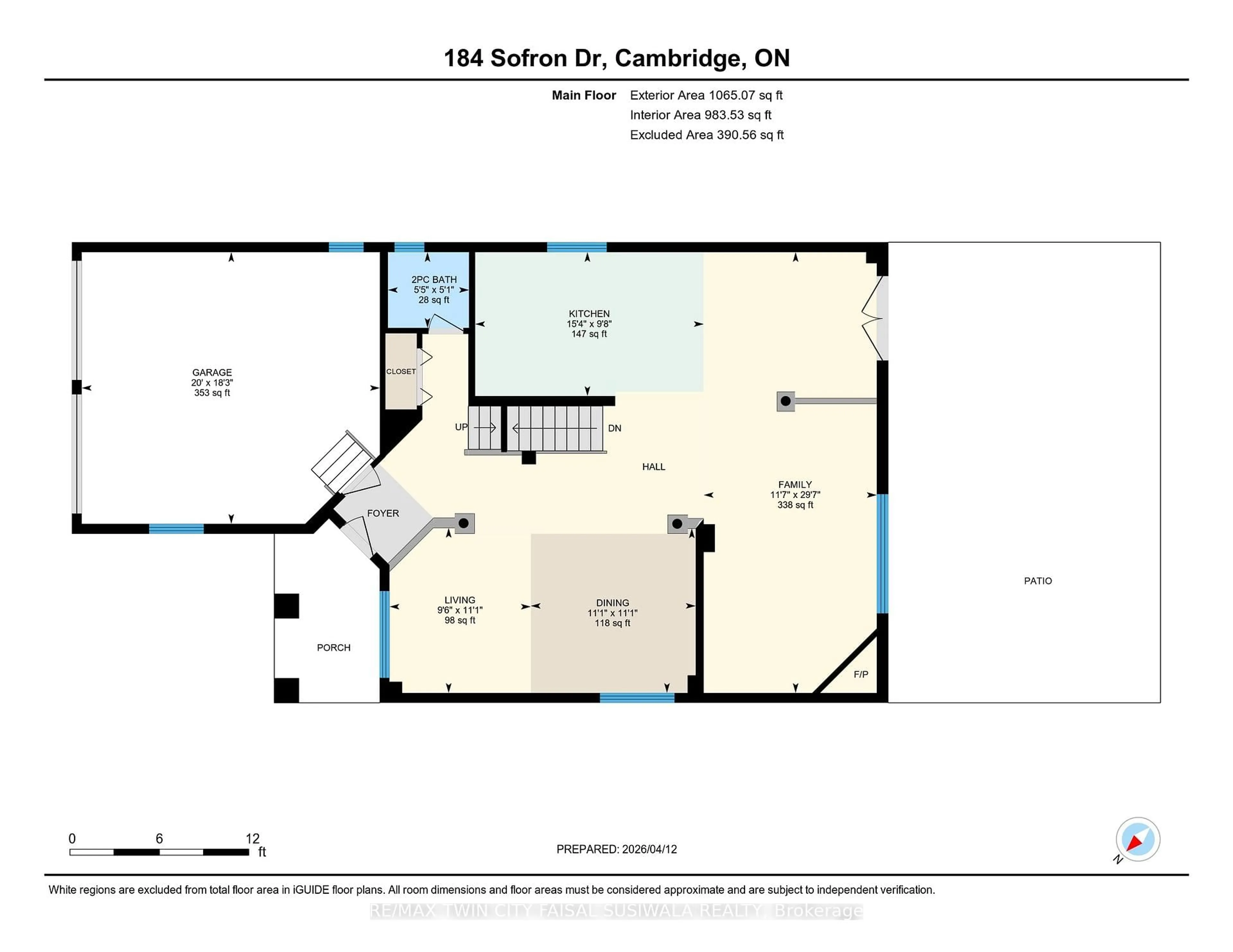 Floor plan for 184 Sofron Dr, Cambridge Ontario N3C 4M6