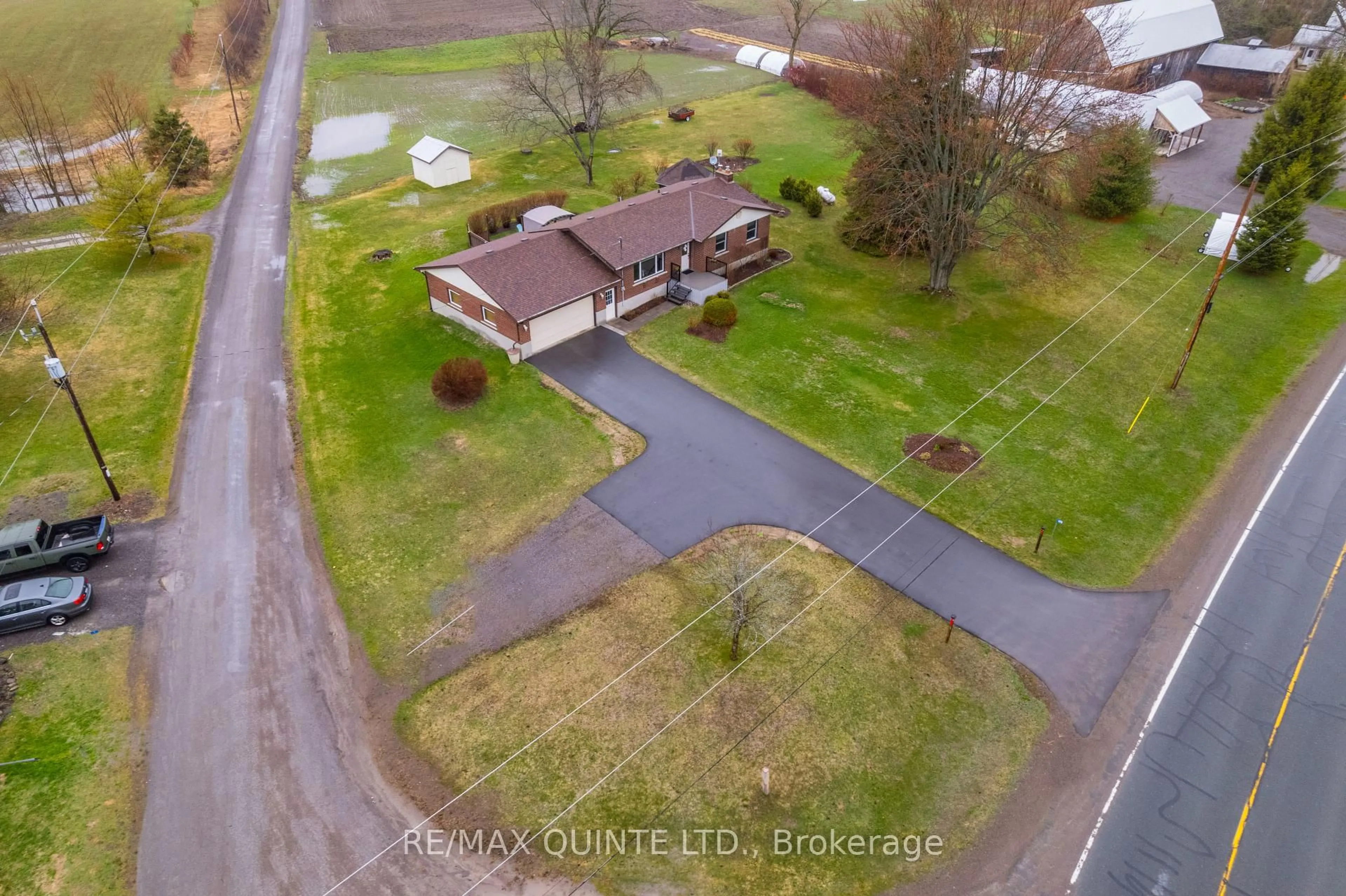 A pic from outside/outdoor area/front of a property/back of a property/a pic from drone, water/lake/river/ocean view for 478 Frankford Rd, Quinte West Ontario K0K 2B0