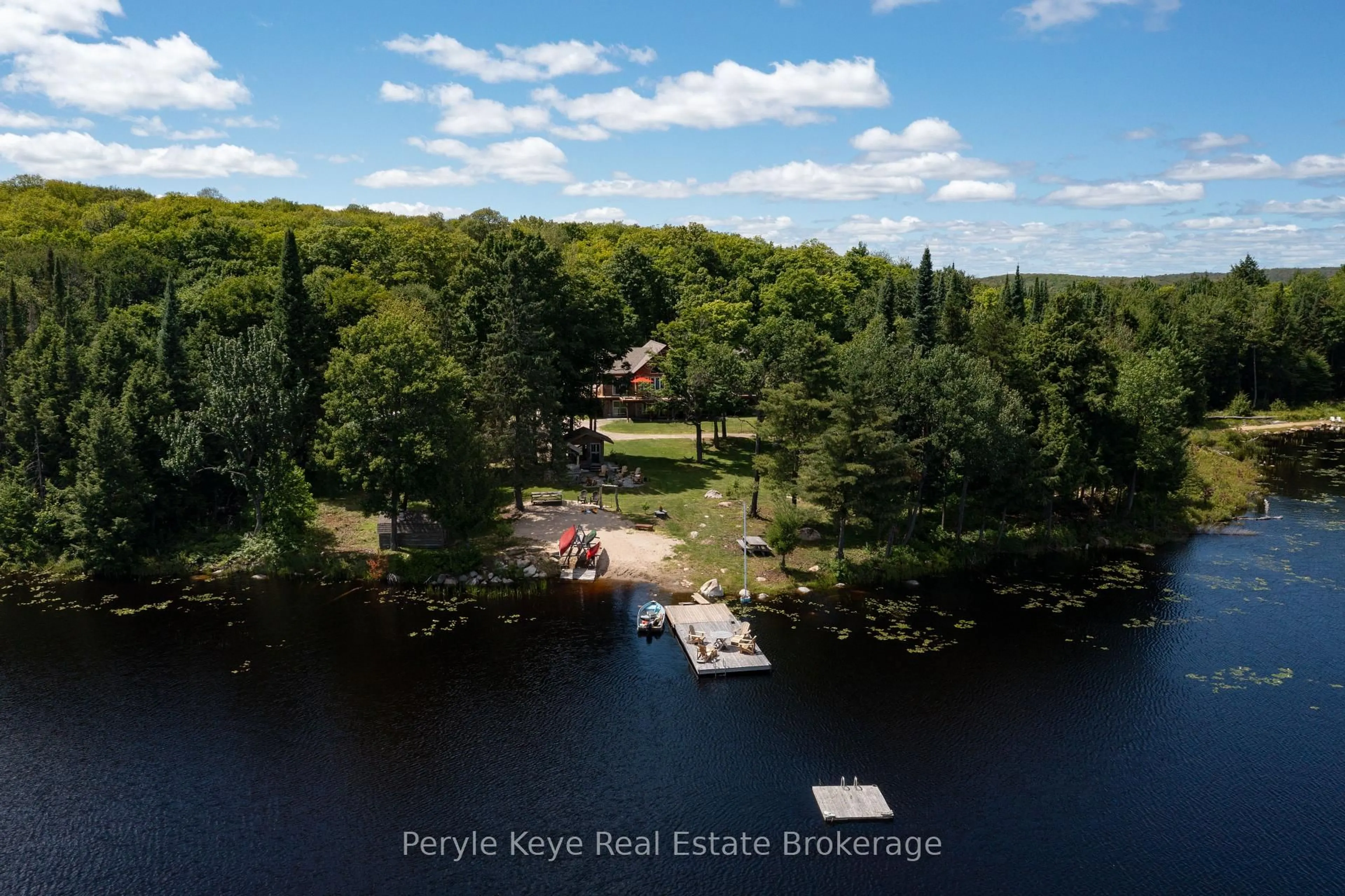A pic from outside/outdoor area/front of a property/back of a property/a pic from drone, water/lake/river/ocean view for 3191 HWY 518 Highway, Kearney Ontario P0A 1M0