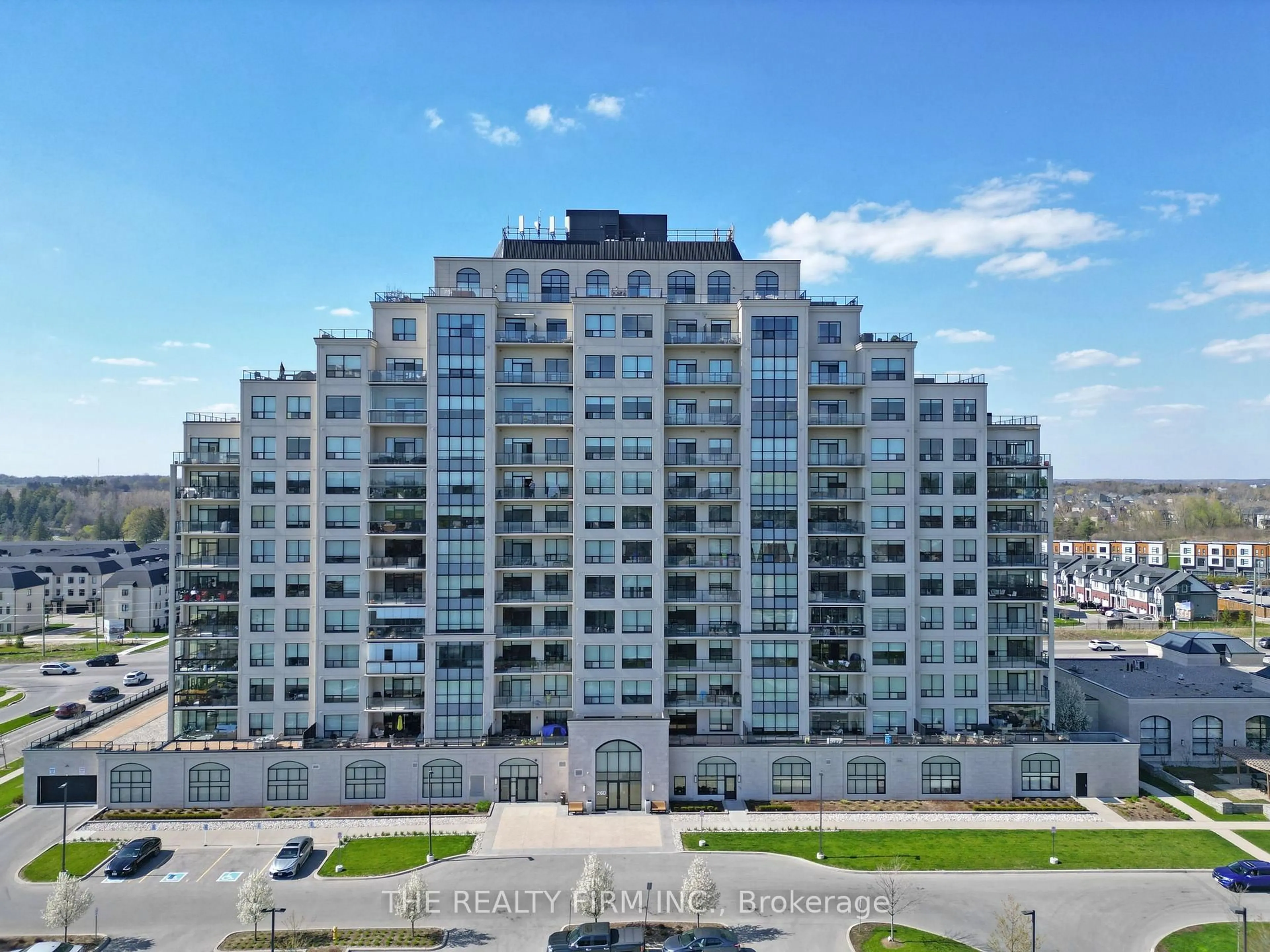 A pic from outside/outdoor area/front of a property/back of a property/a pic from drone, city buildings view from balcony for 260 VILLAGEWALK Blvd #708, London North Ontario N6G 0W6