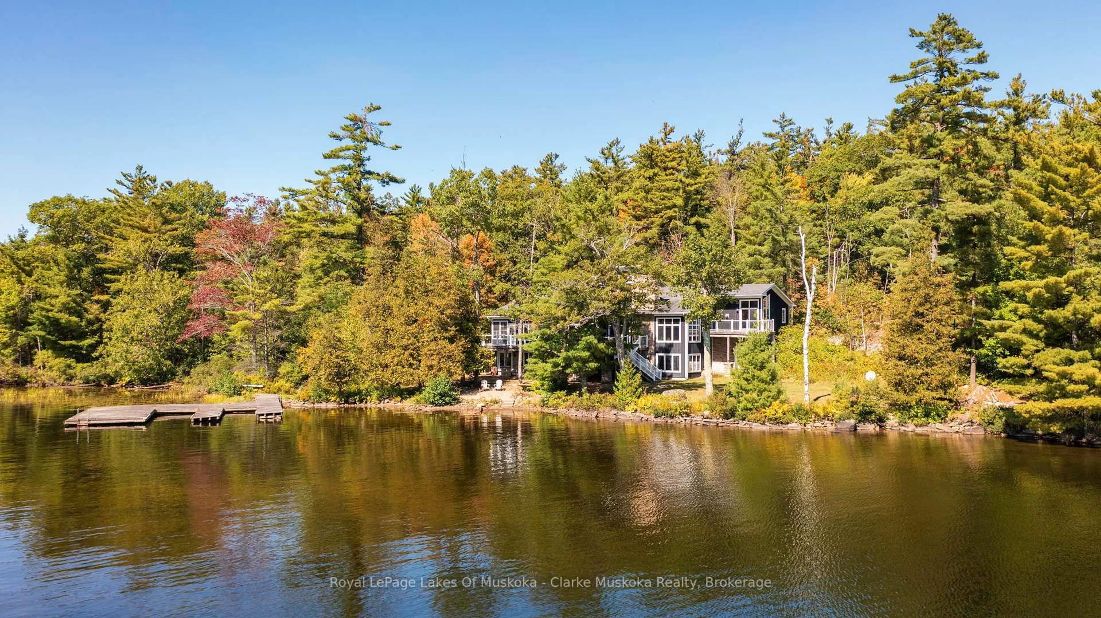A pic from outside/outdoor area/front of a property/back of a property/a pic from drone, water/lake/river/ocean view for 1064 Road 3200 & 0 Parkers Point Road, Gravenhurst Ontario P1P 1R2