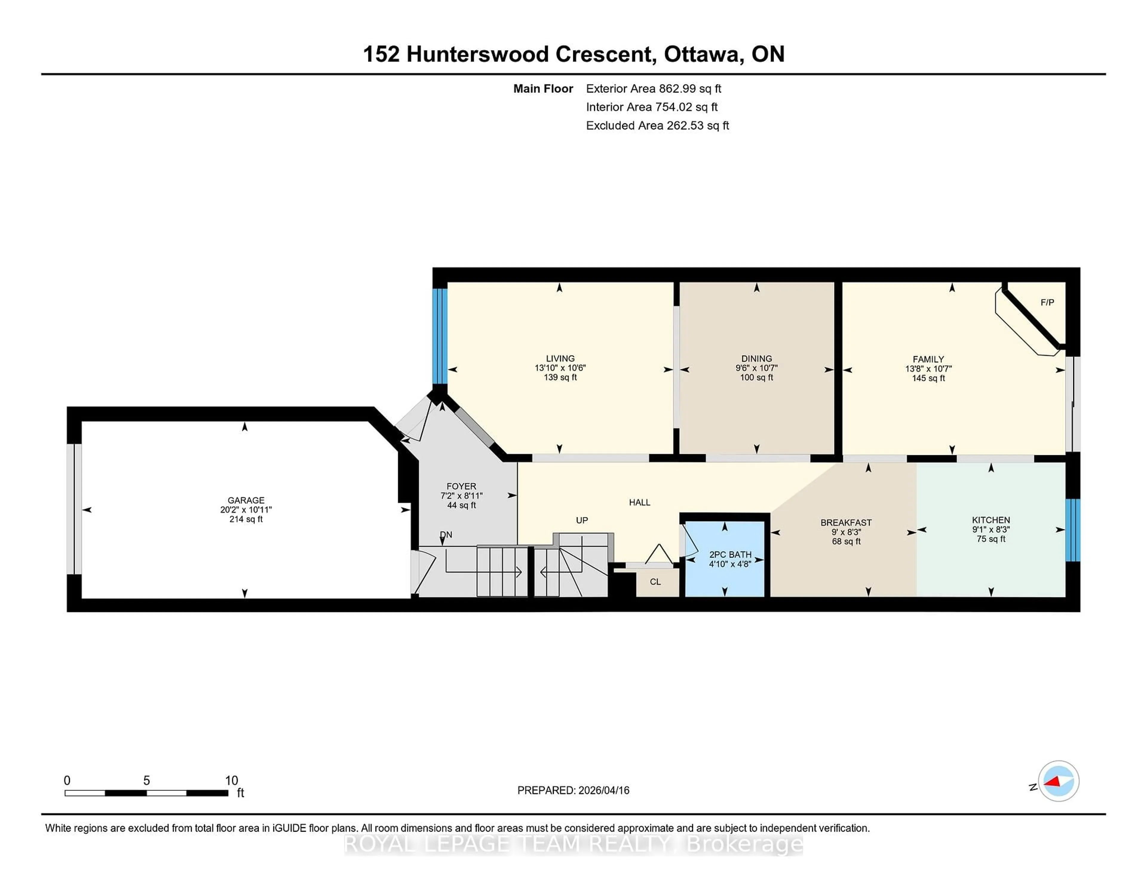 Floor plan for 152 Hunterswood Cres, Ottawa Ontario K1G 5W1