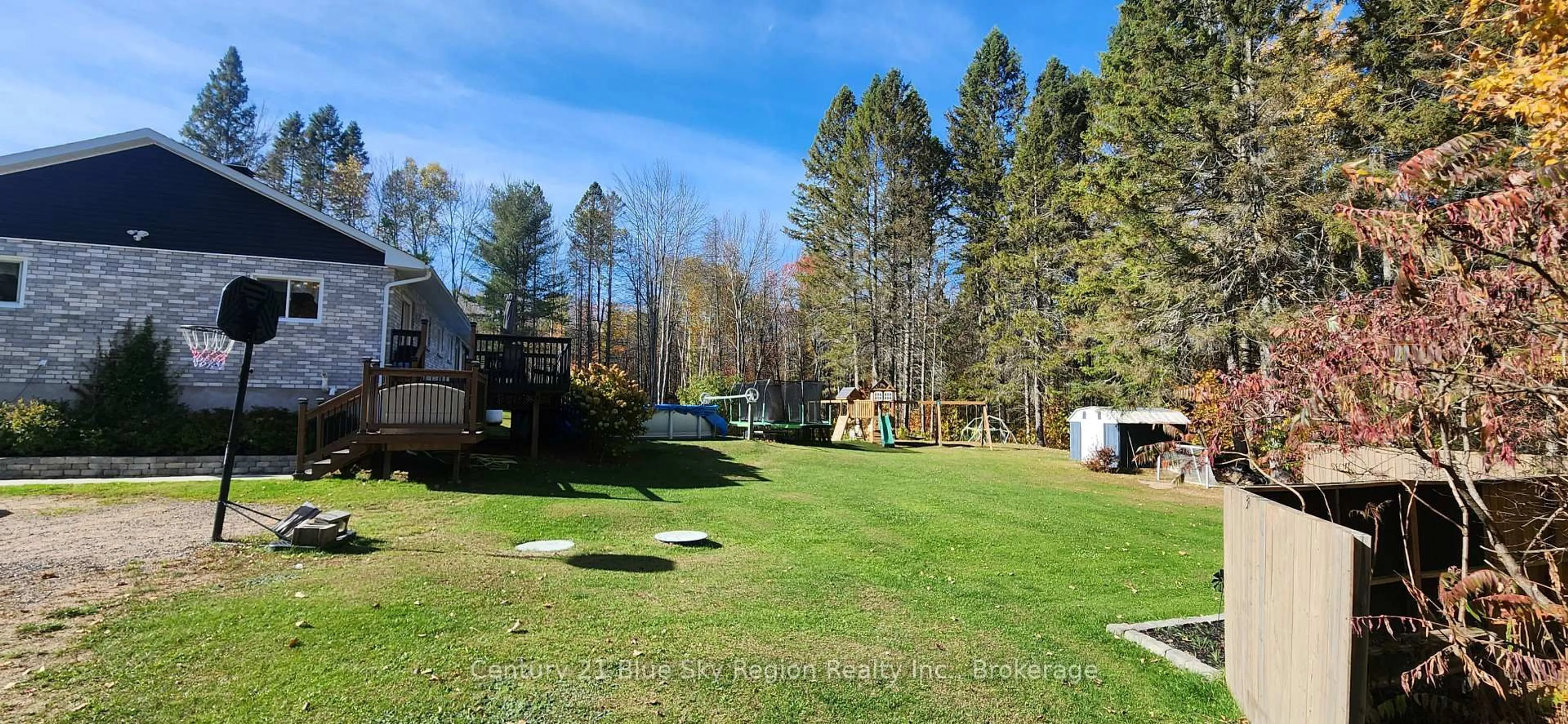 A pic from outside/outdoor area/front of a property/back of a property/a pic from drone, forest/trees view for 223 Development Rd, Bonfield Ontario P0H 1E0