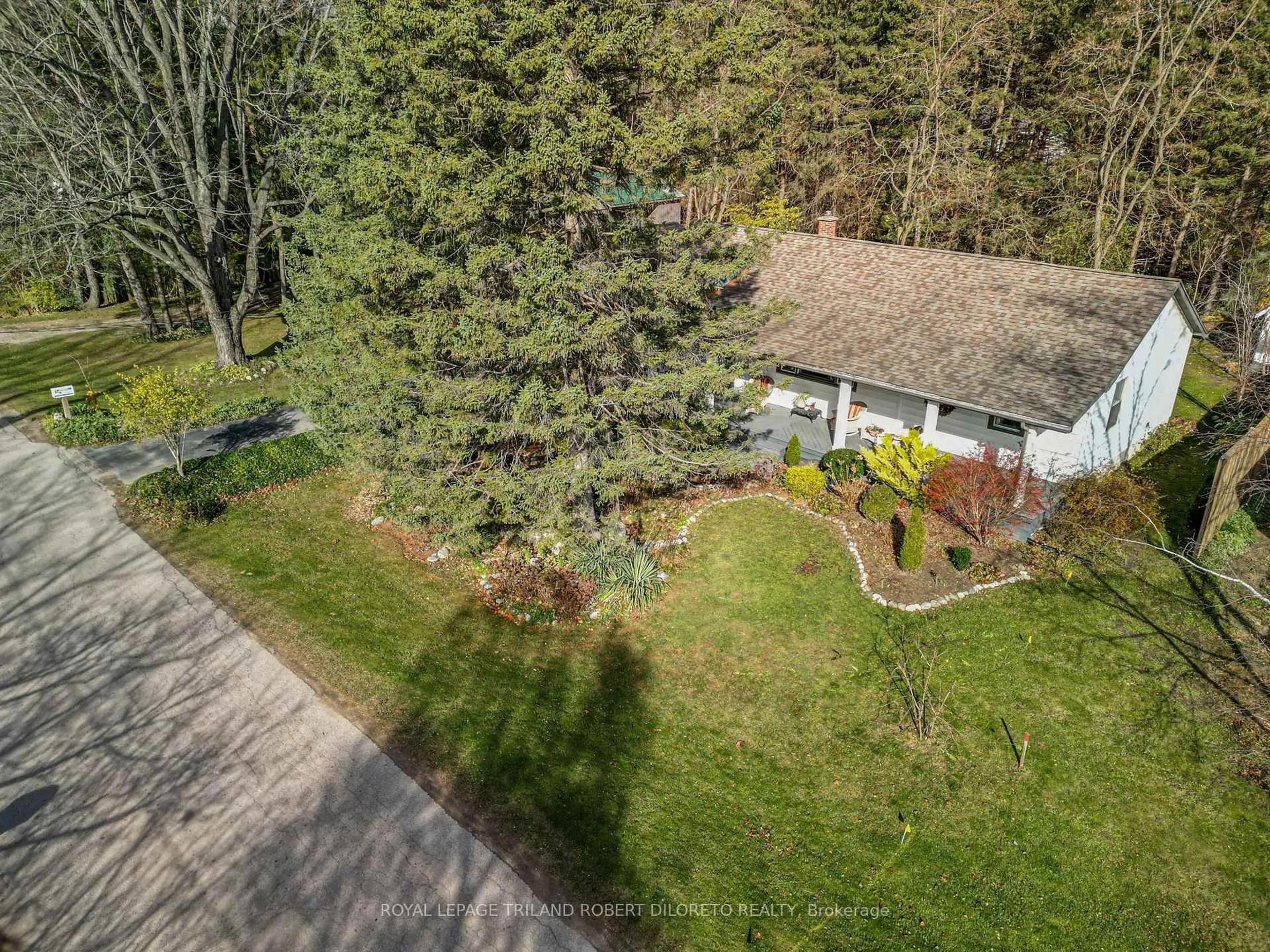 A pic from outside/outdoor area/front of a property/back of a property/a pic from drone, forest/trees view for 11 ELMHURST St, Middlesex Centre Ontario N0L 1R0