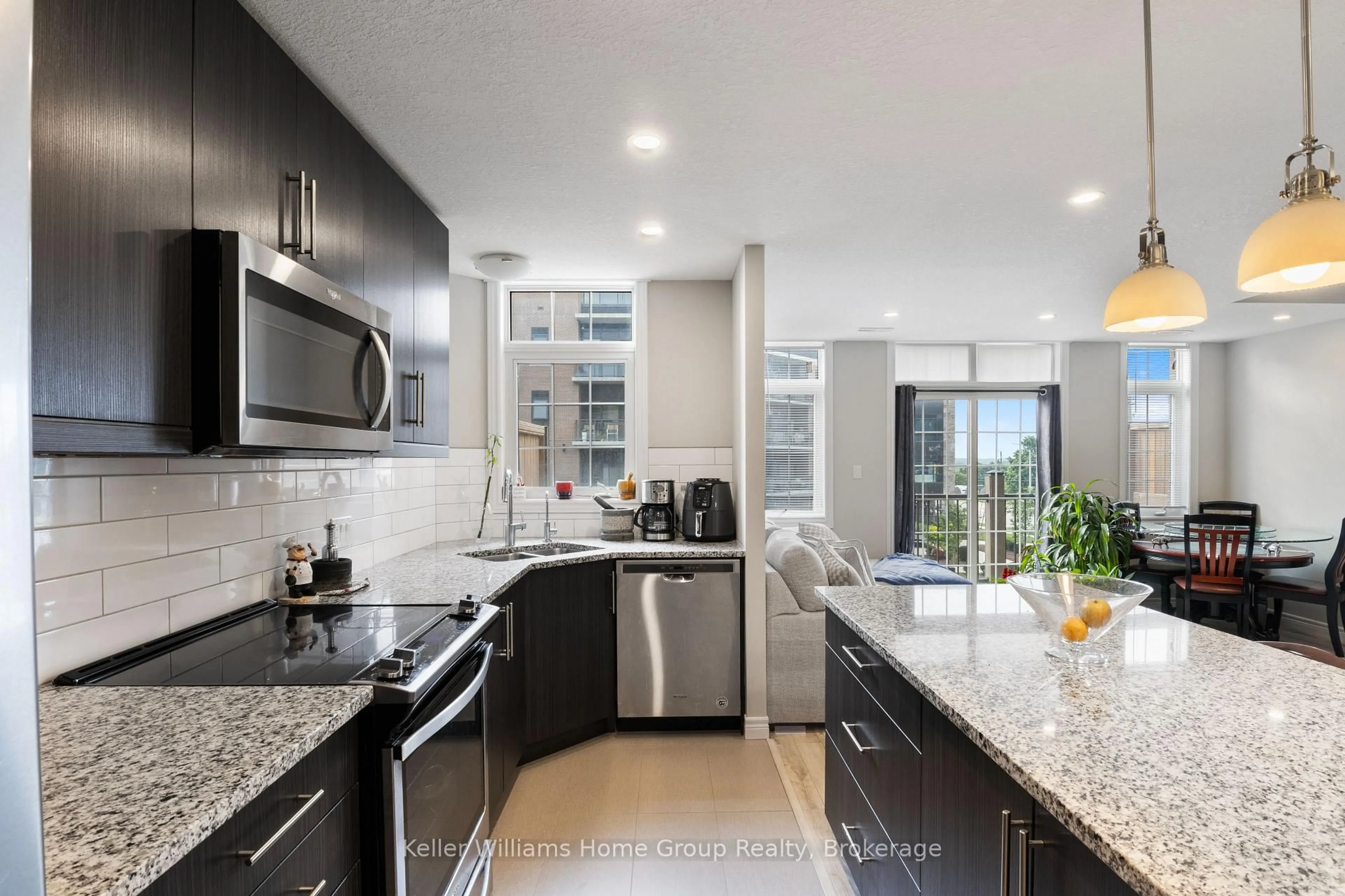 Contemporary kitchen, ceramic/tile floor for 333 Gosling Gdns #314, Guelph Ontario N1L 0M1