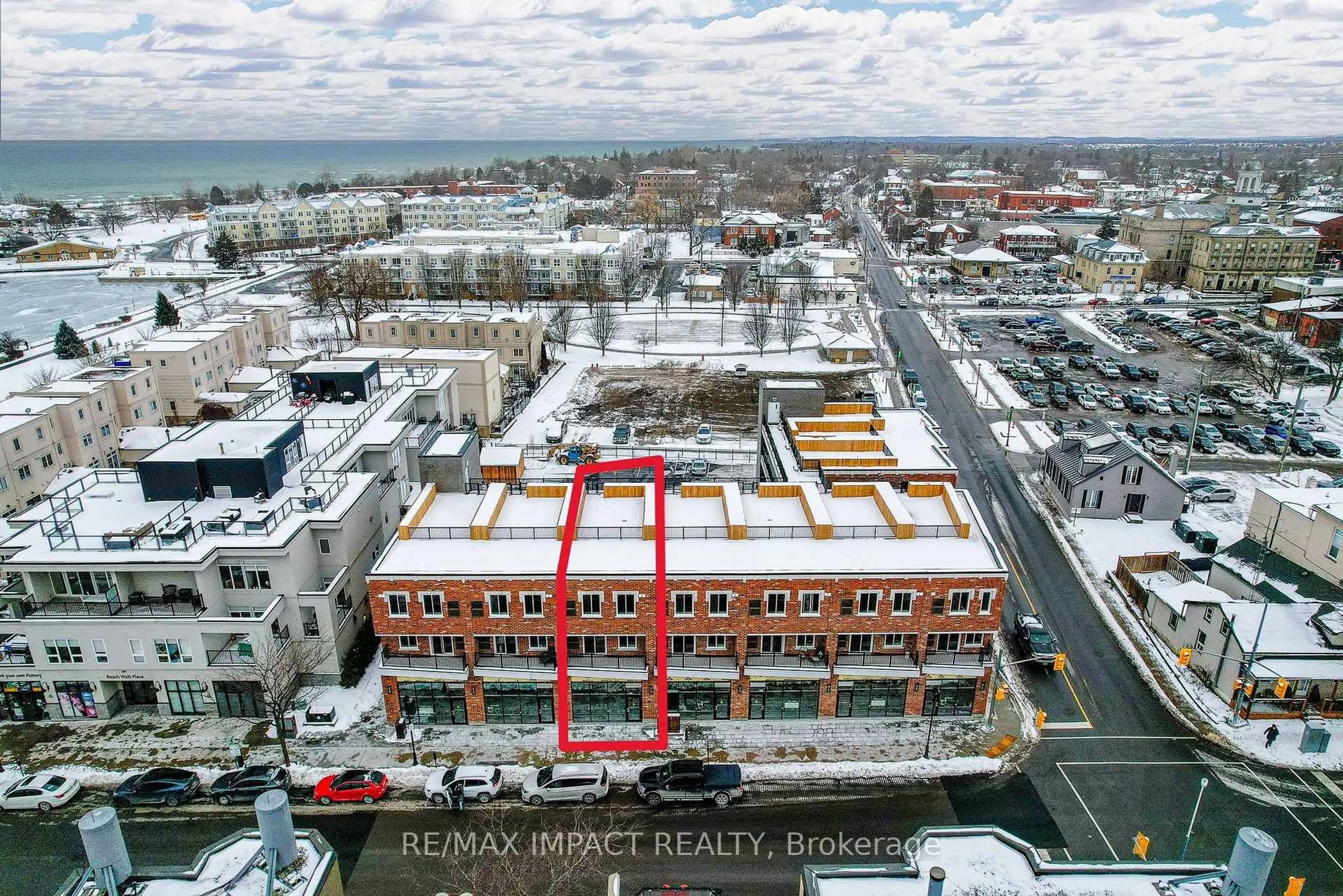 A pic from outside/outdoor area/front of a property/back of a property/a pic from drone, city buildings view from balcony for 185 Division St #108, 208, 308, Cobourg Ontario K9A 4M4