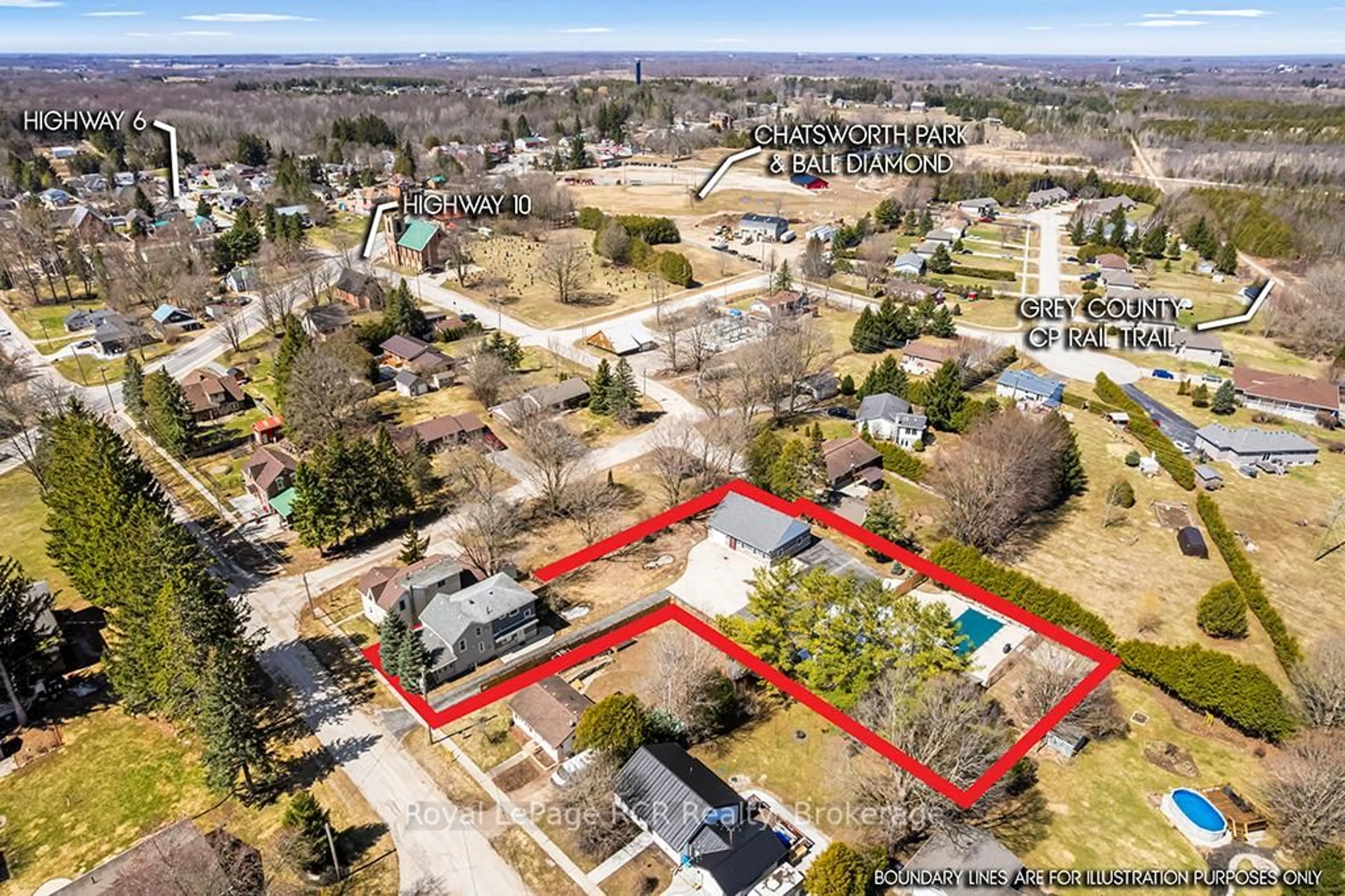 A pic from outside/outdoor area/front of a property/back of a property/a pic from drone, street for 144 LOUCKS Lane, Chatsworth Ontario N0H 1G0