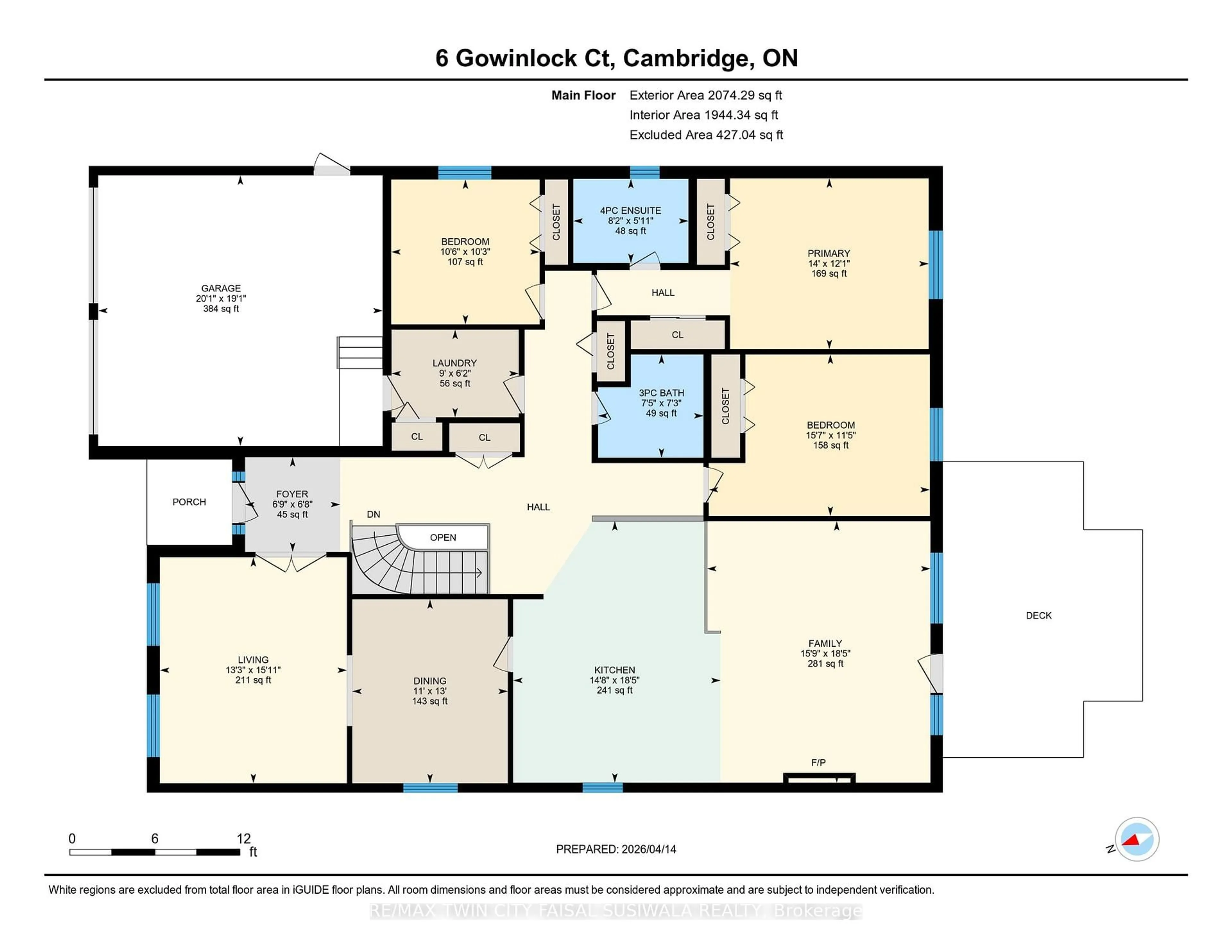 Floor plan for 6 Gowinlock Crt, Cambridge Ontario N1T 1N2