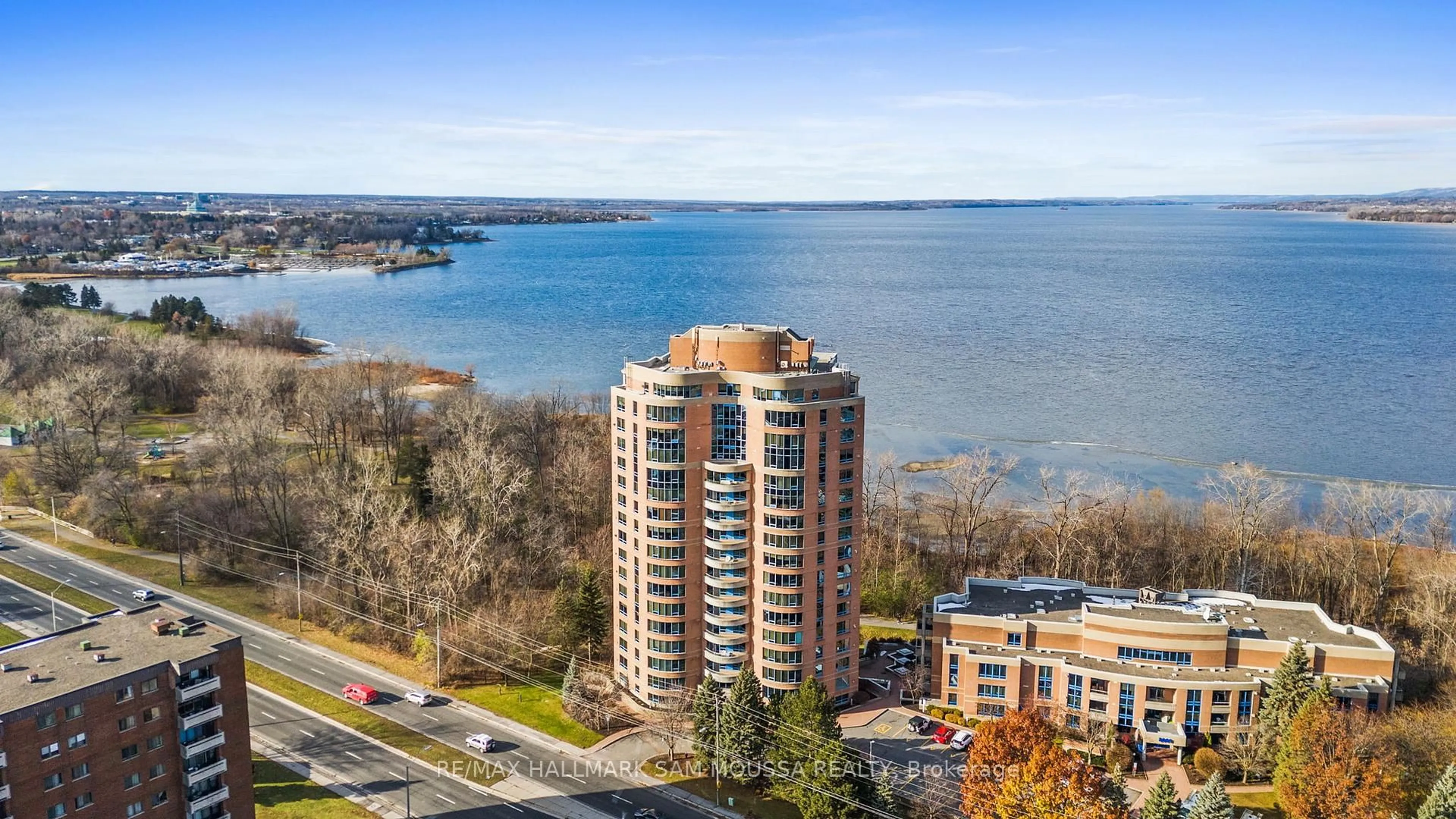 A pic from outside/outdoor area/front of a property/back of a property/a pic from drone, water/lake/river/ocean view for 3105 Carling Ave #504, Ottawa Ontario K2H 5A6