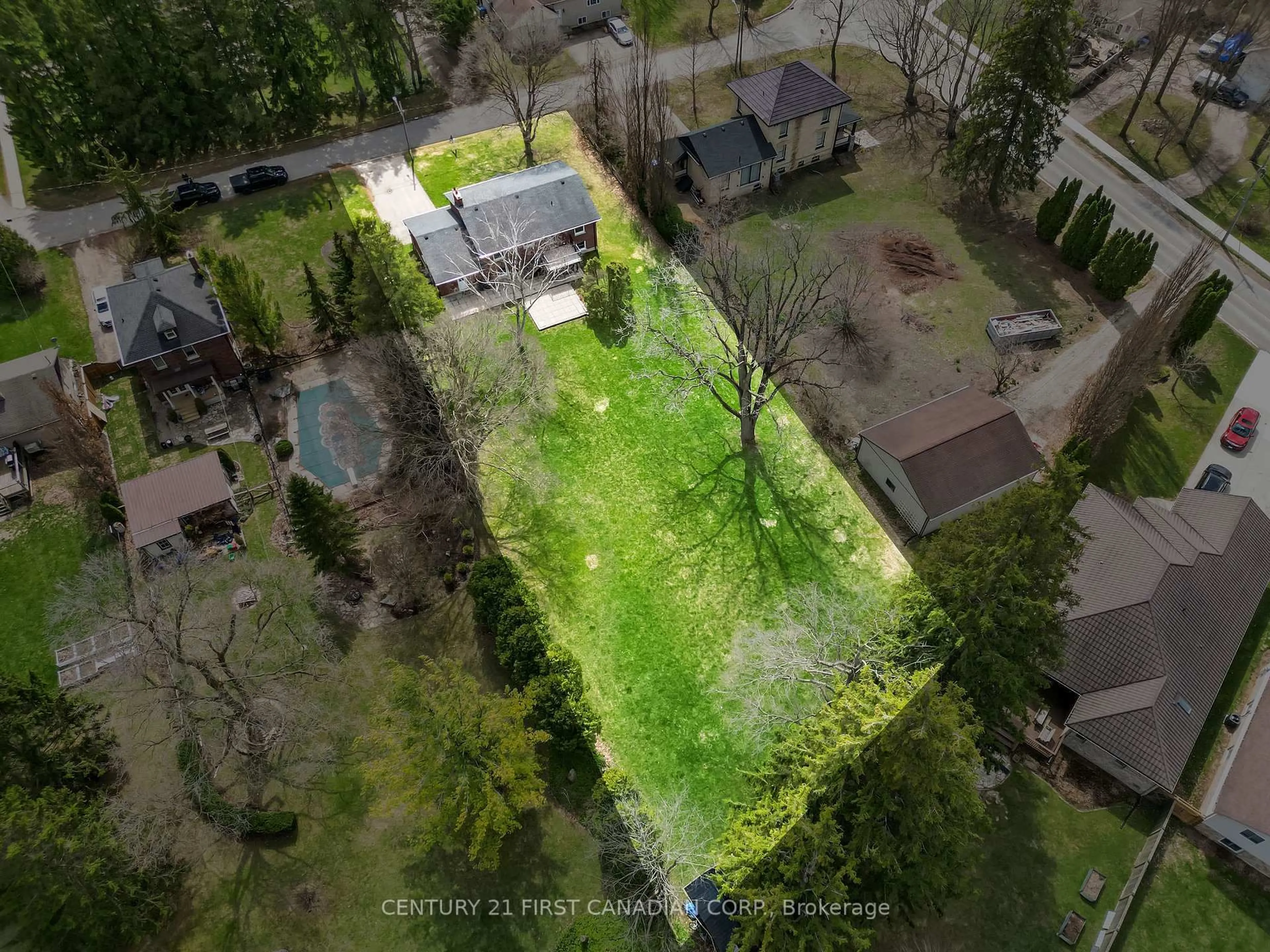 A pic from outside/outdoor area/front of a property/back of a property/a pic from drone, street for 180 Church St, North Middlesex Ontario N0M 1A0
