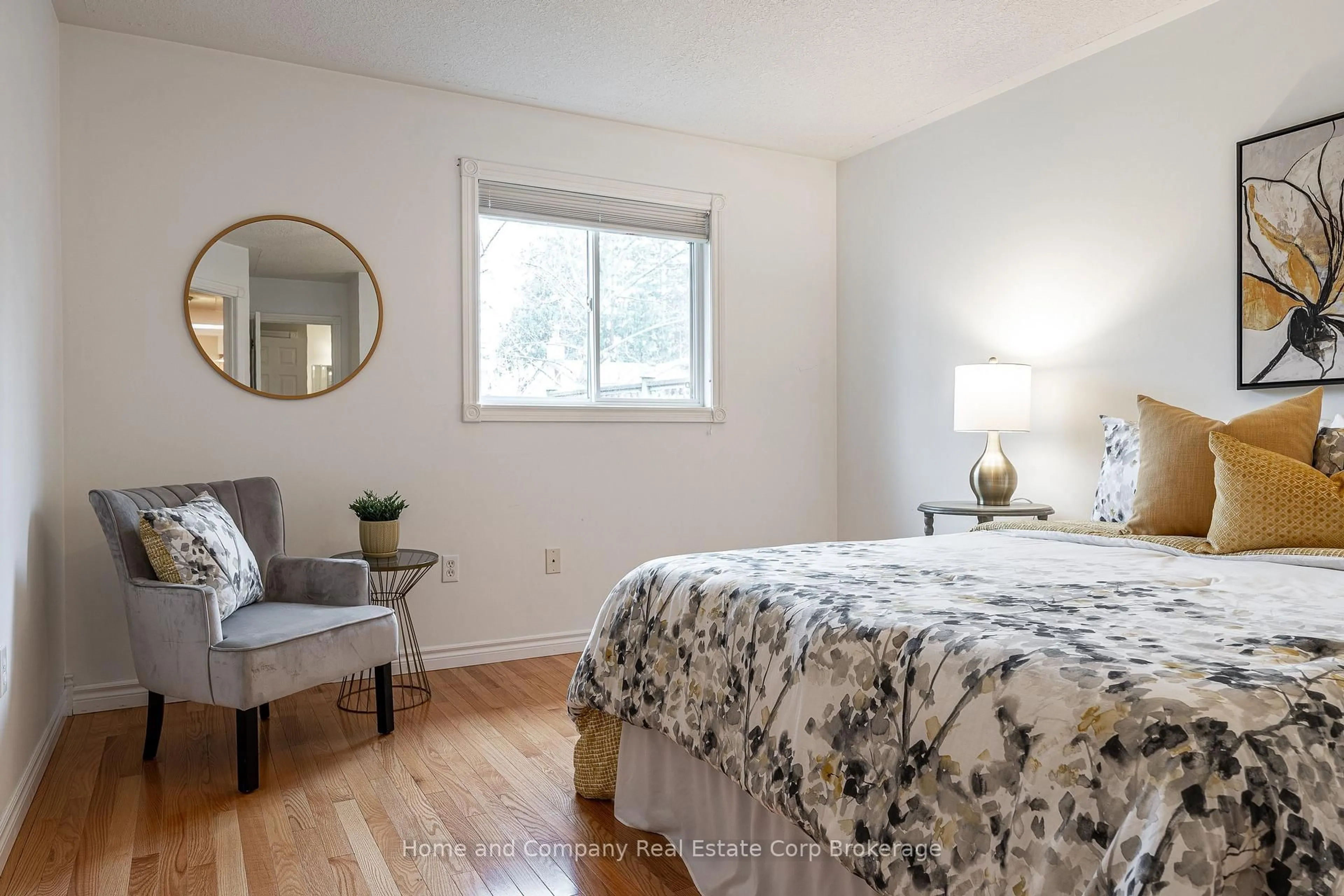 Bedroom with bed, wood/laminate floor for 295 Norman St, Stratford Ontario N5A 7Y3