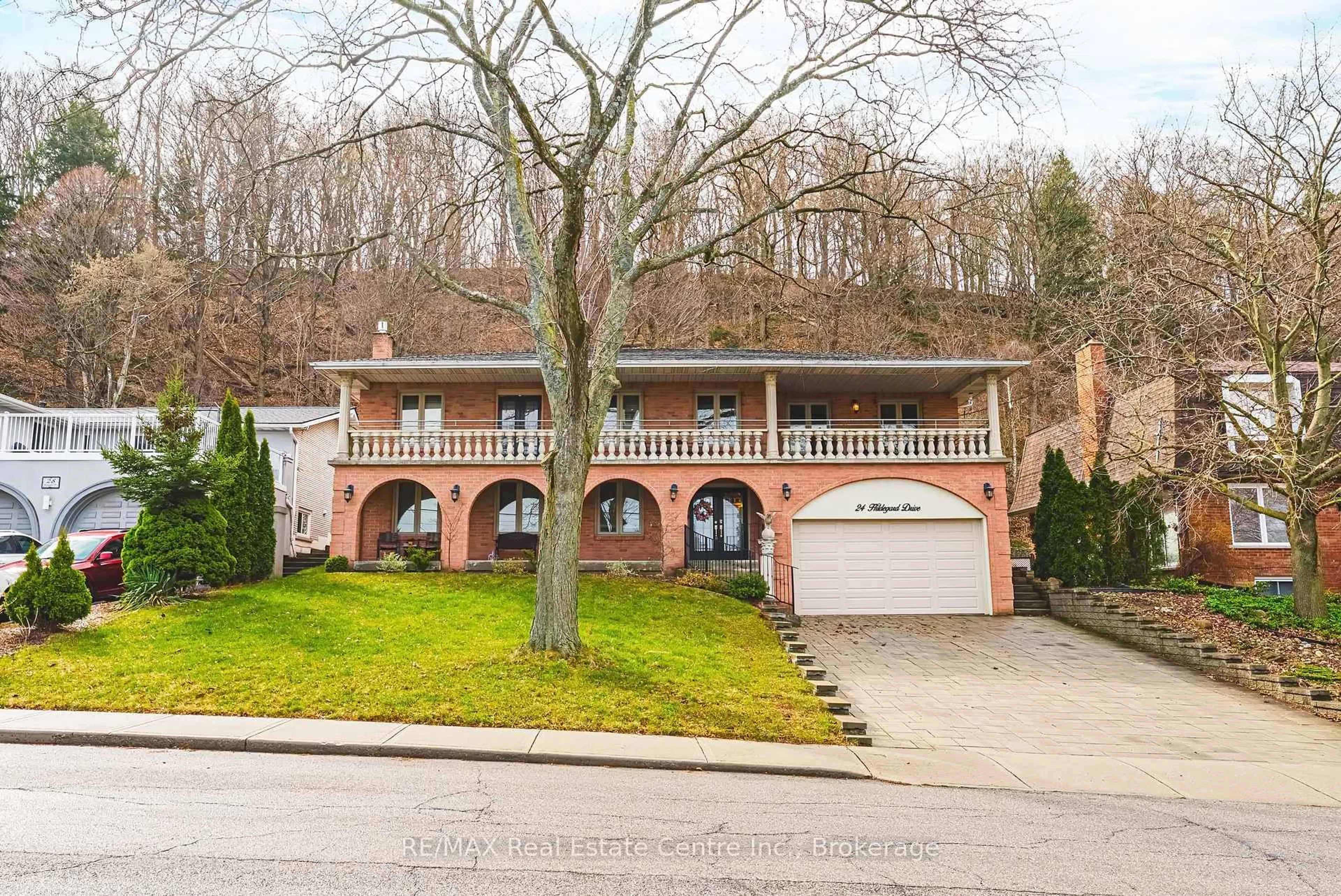 Home with brick exterior material, street for 24 Hildegard Dr, Hamilton Ontario L8K 5R9