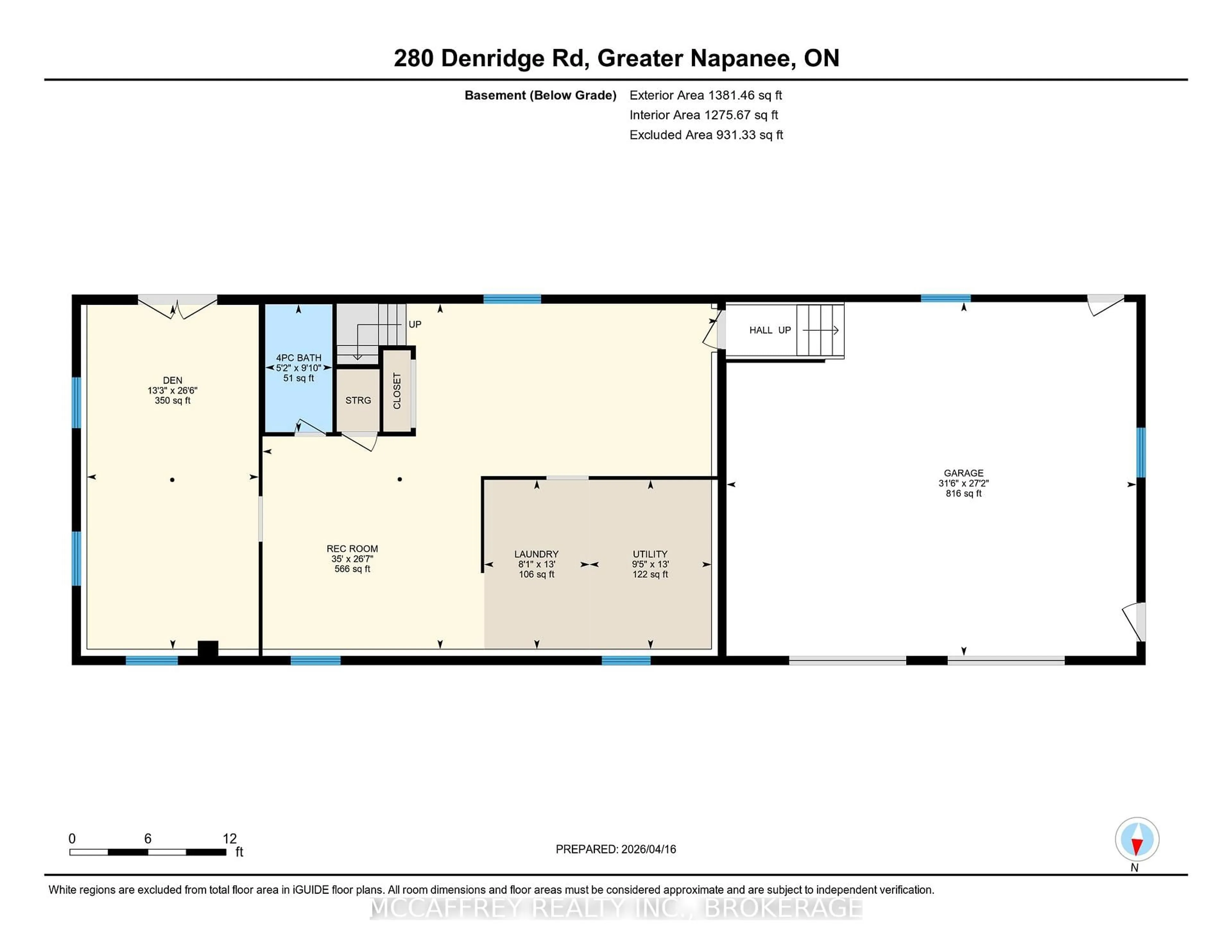 Floor plan for 280 DENRIDGE Rd, Greater Napanee Ontario K0K 2Z0