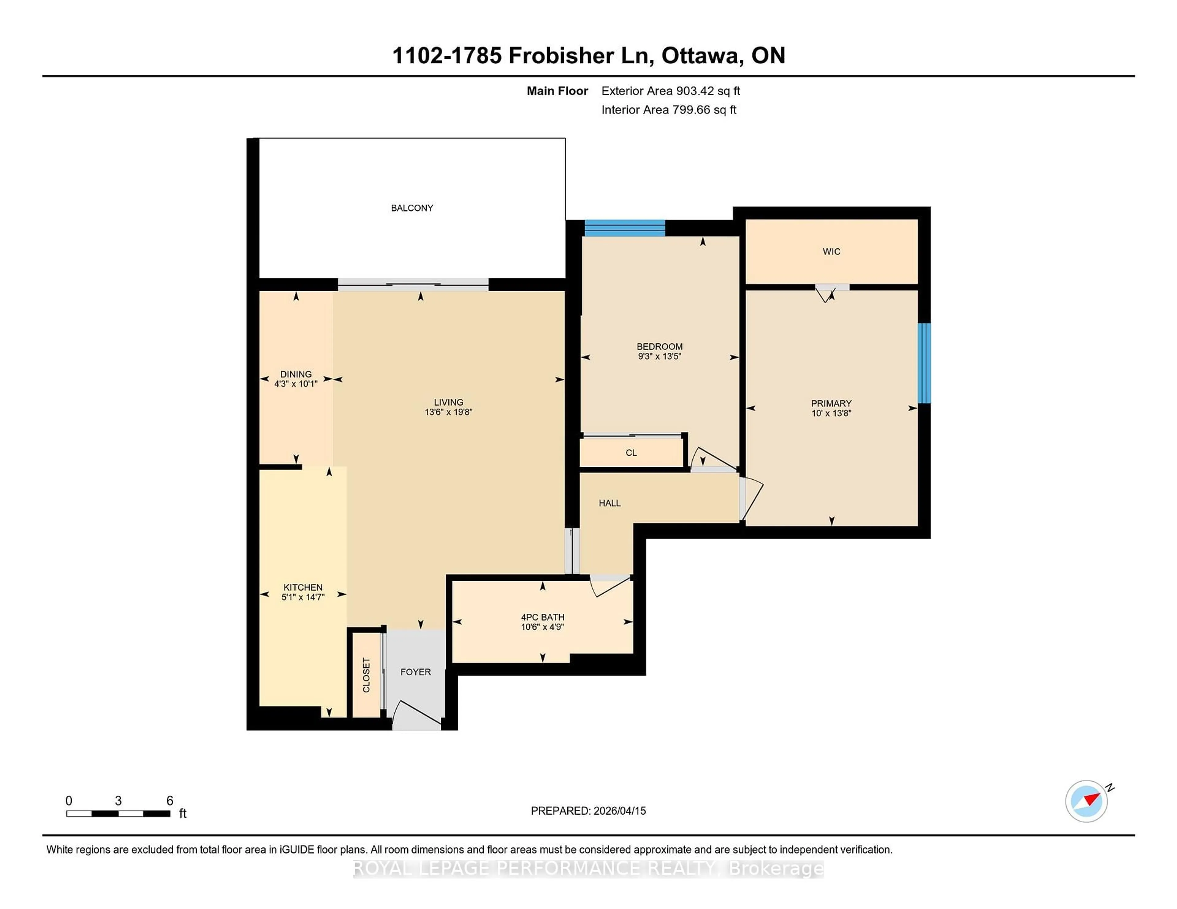 Floor plan for 1785 Frobisher Lane #1102, Ottawa Ontario K1G 3T7