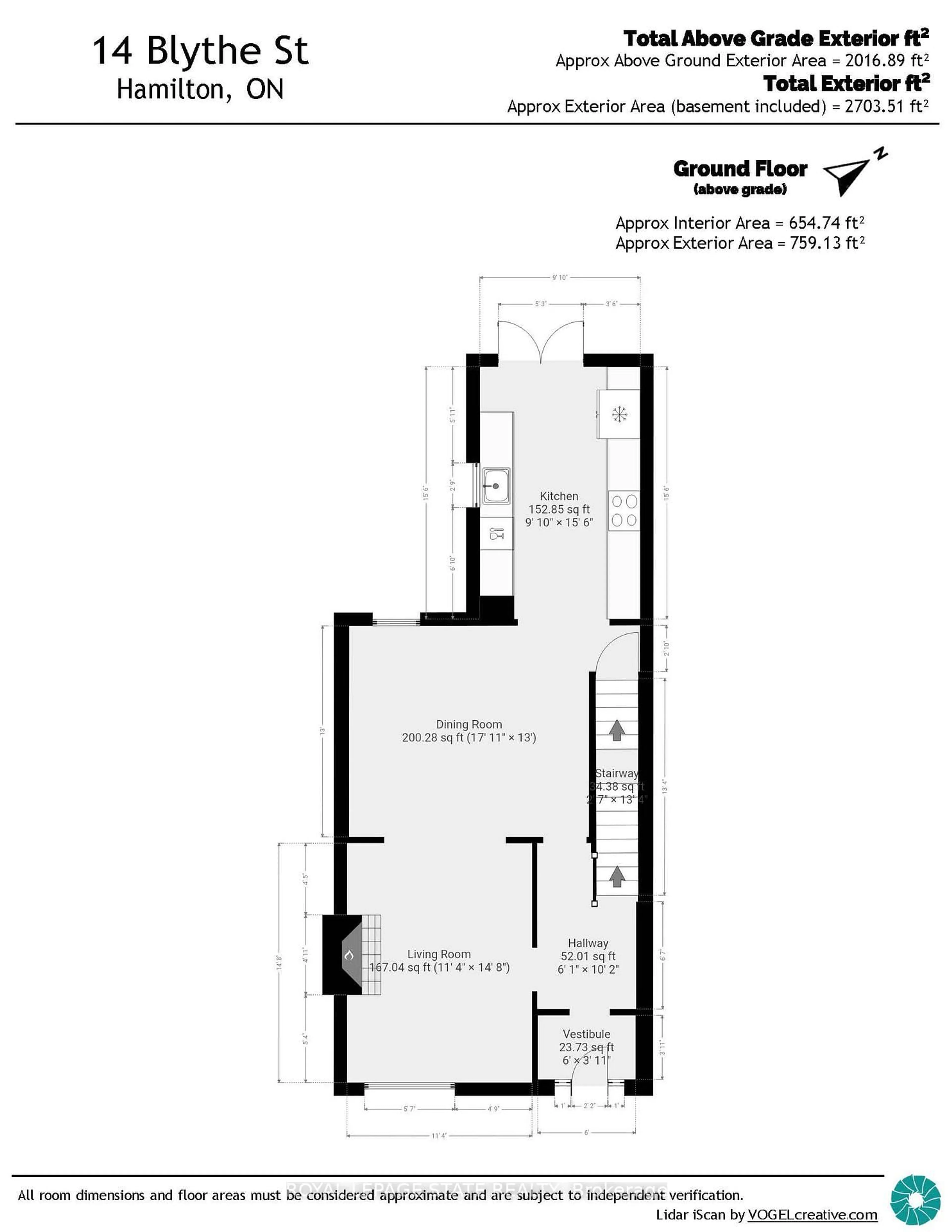 Floor plan for 14 Blythe St, Hamilton Ontario L8N 2W4