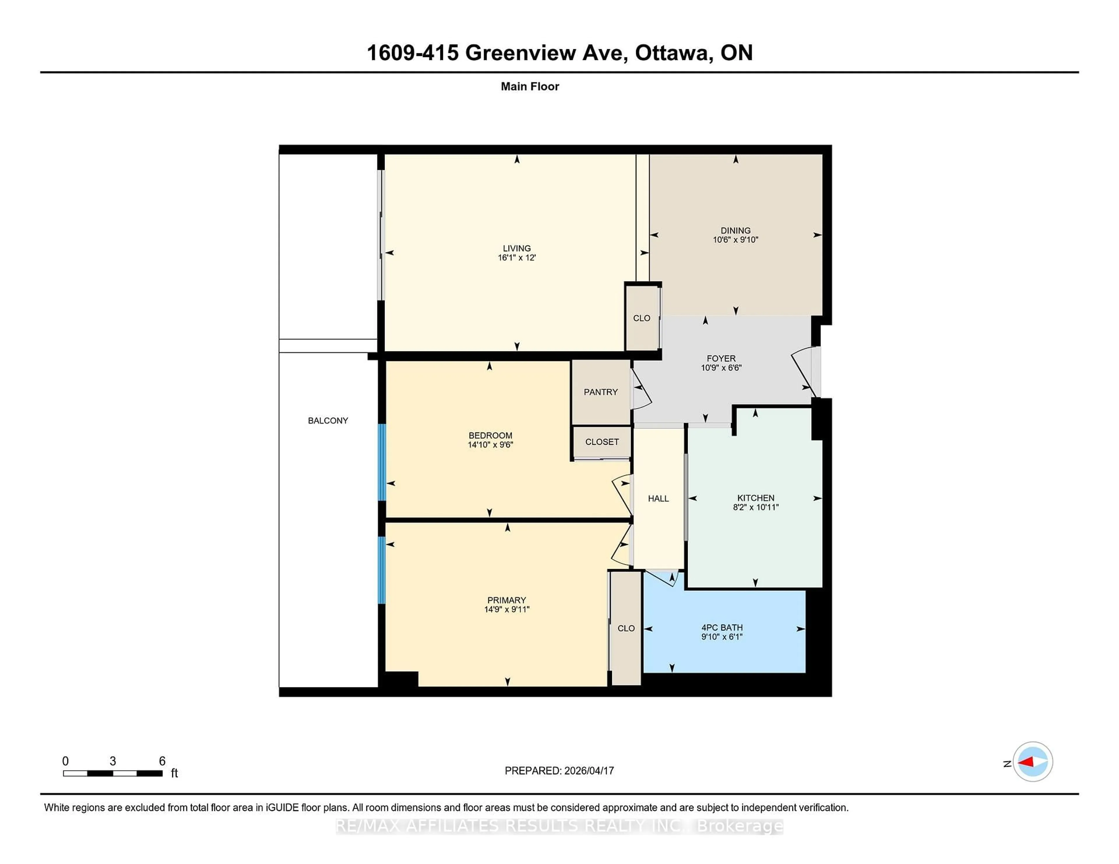 Floor plan for 415 Greenview Ave #1609, Ottawa Ontario K2B 8G5